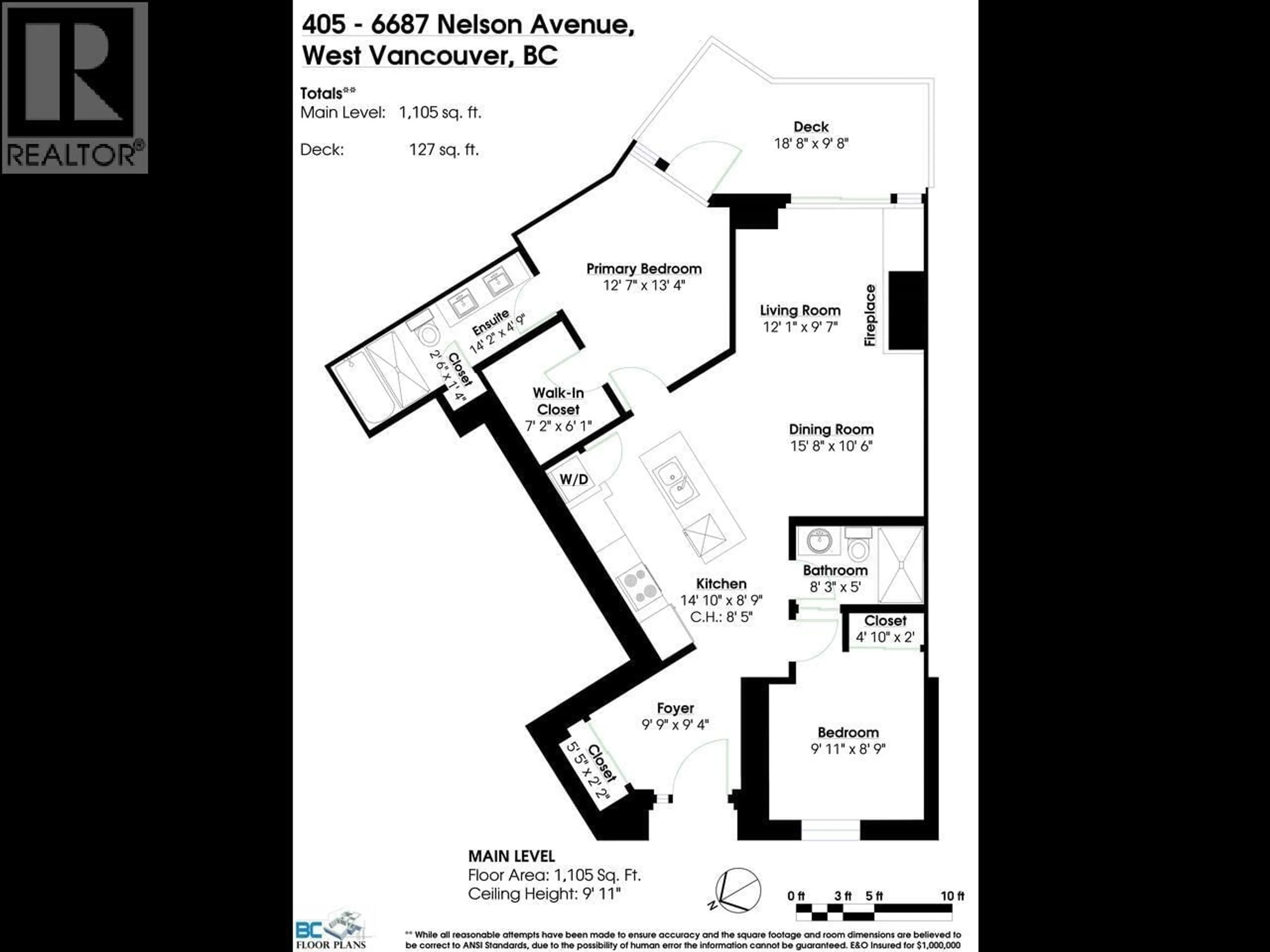 Floor plan for 405 - 6687 NELSON AVENUE, West Vancouver British Columbia V7W2B2
