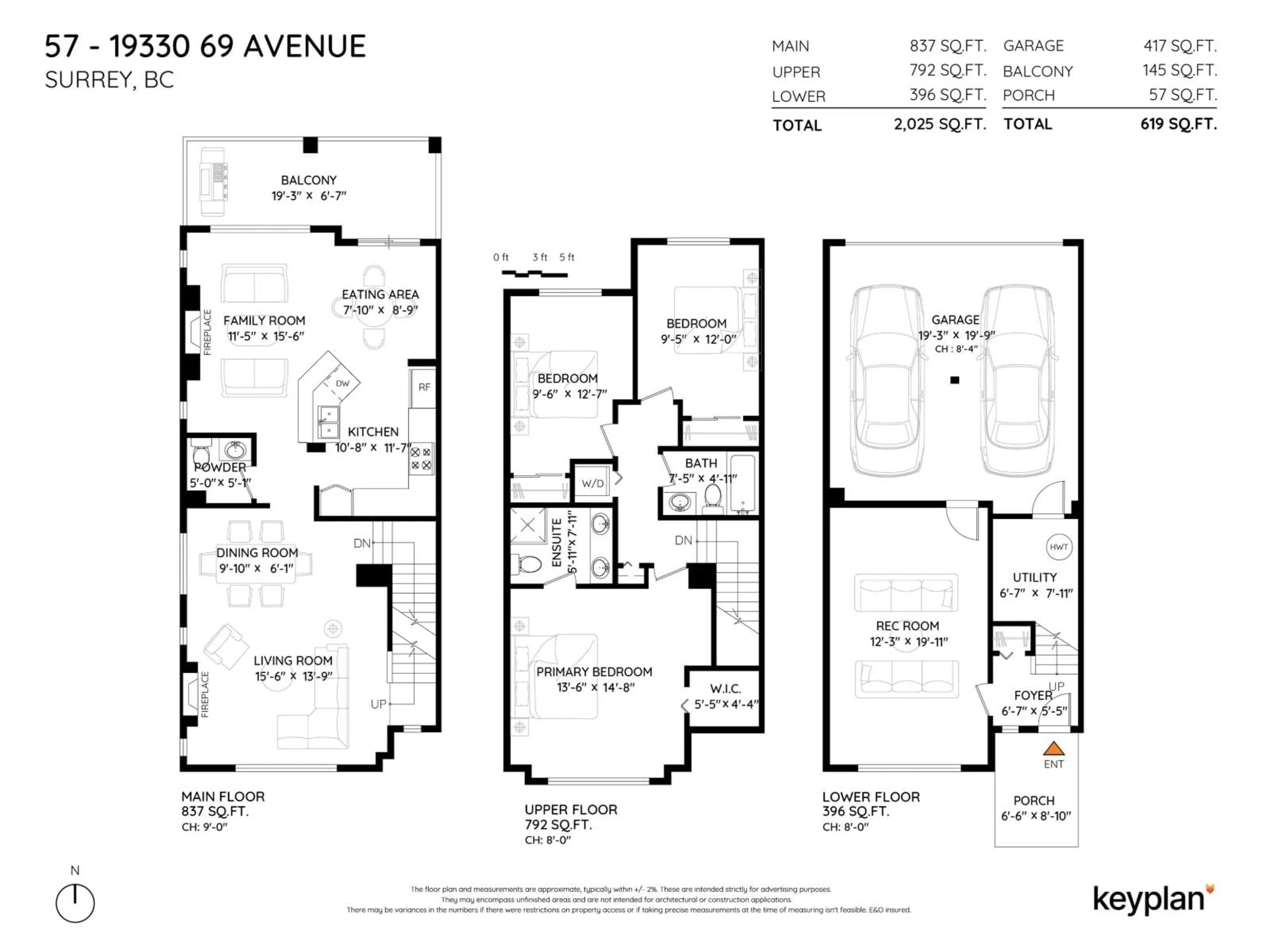 Floor plan for 57 - 19330 69 AVENUE, Surrey British Columbia V4N0Z2