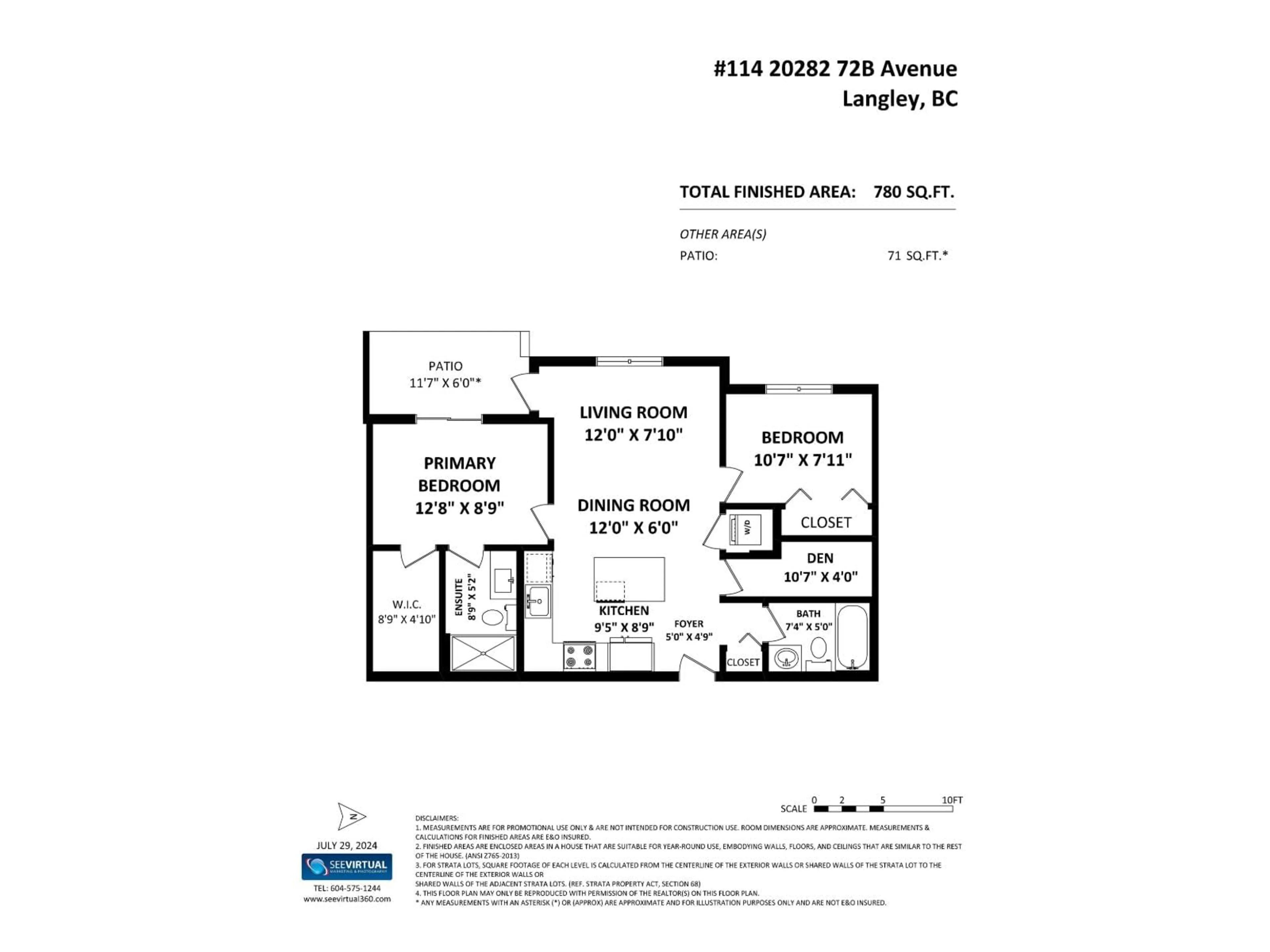 Floor plan for 114 - 20282 72B AVENUE, Langley British Columbia V2Y1T9