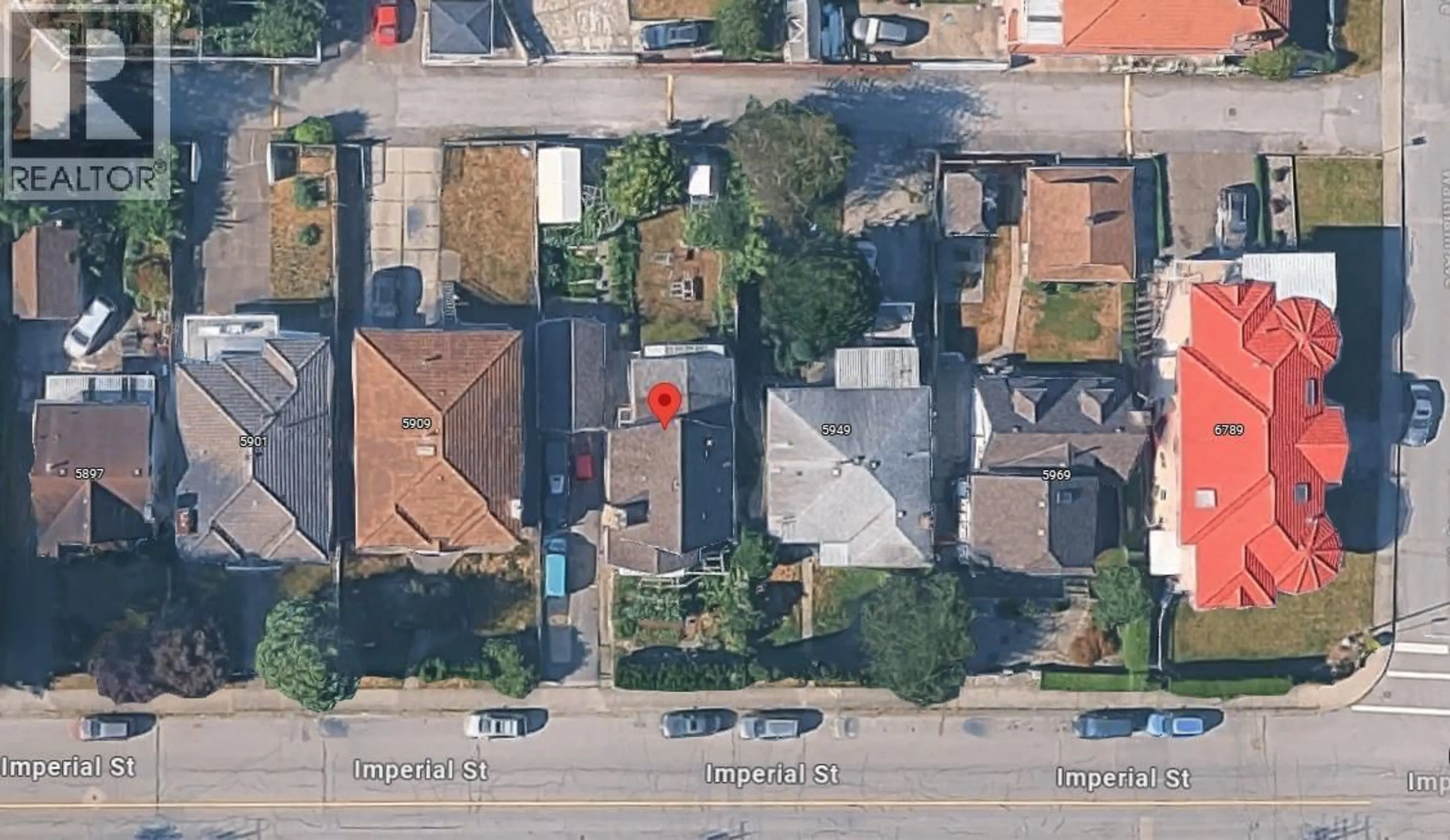 A pic from outside/outdoor area/front of a property/back of a property/a pic from drone, street for 5929 IMPERIAL STREET, Burnaby British Columbia V5J1G4