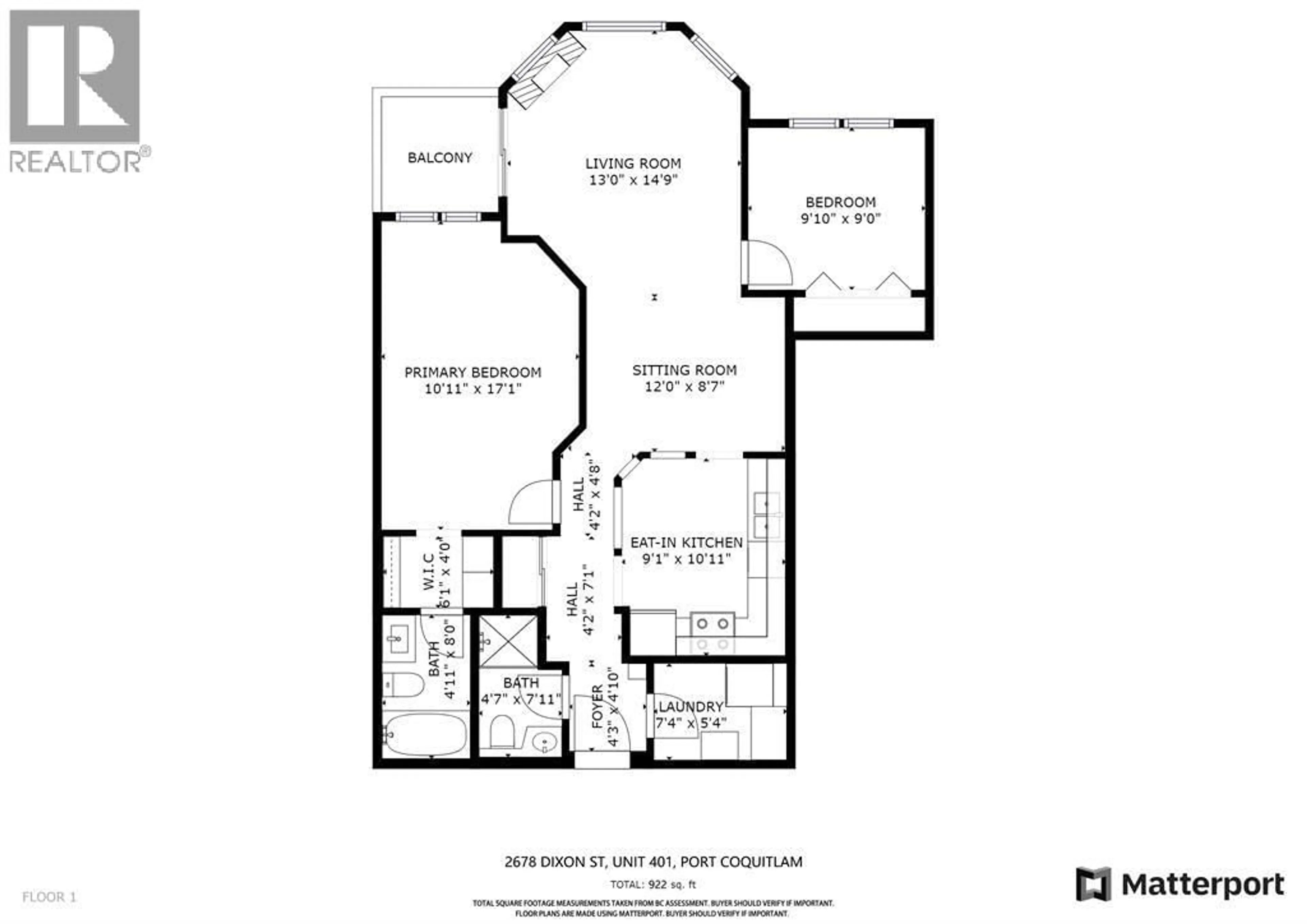 Floor plan for 401 - 2678 DIXON STREET, Port Coquitlam British Columbia V3C6L7
