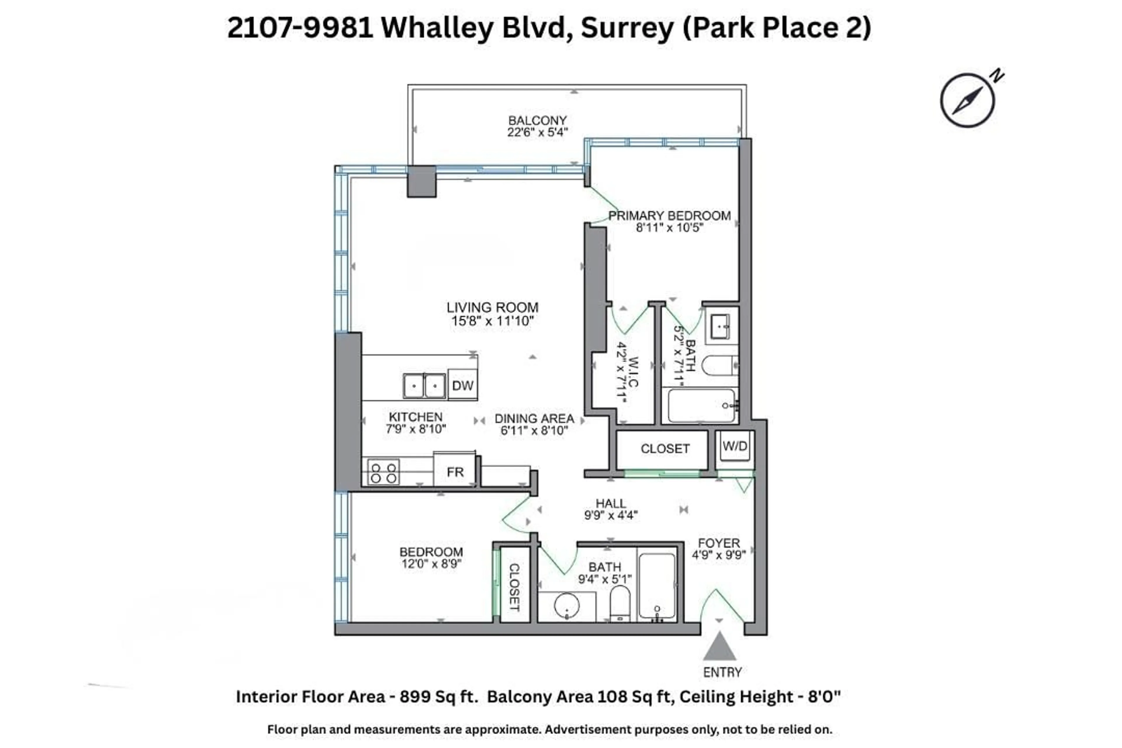 Floor plan for 2107 - 9981 WHALLEY BOULEVARD, Surrey British Columbia V3T0G6