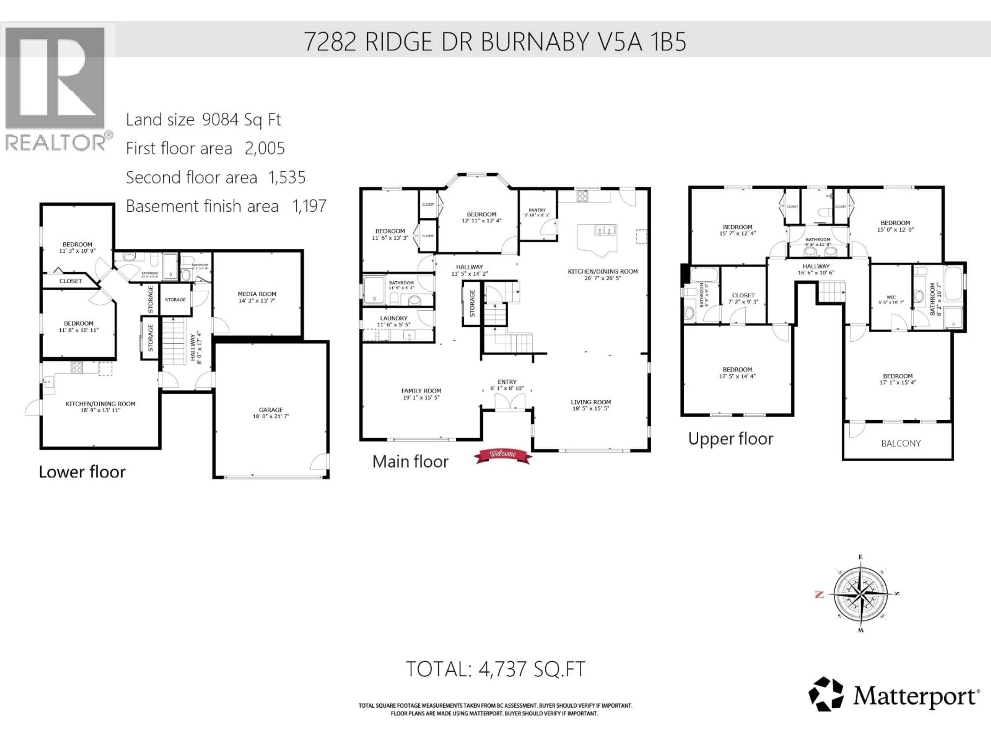 Floor plan for 7282 RIDGE DRIVE, Burnaby British Columbia V5A1B5