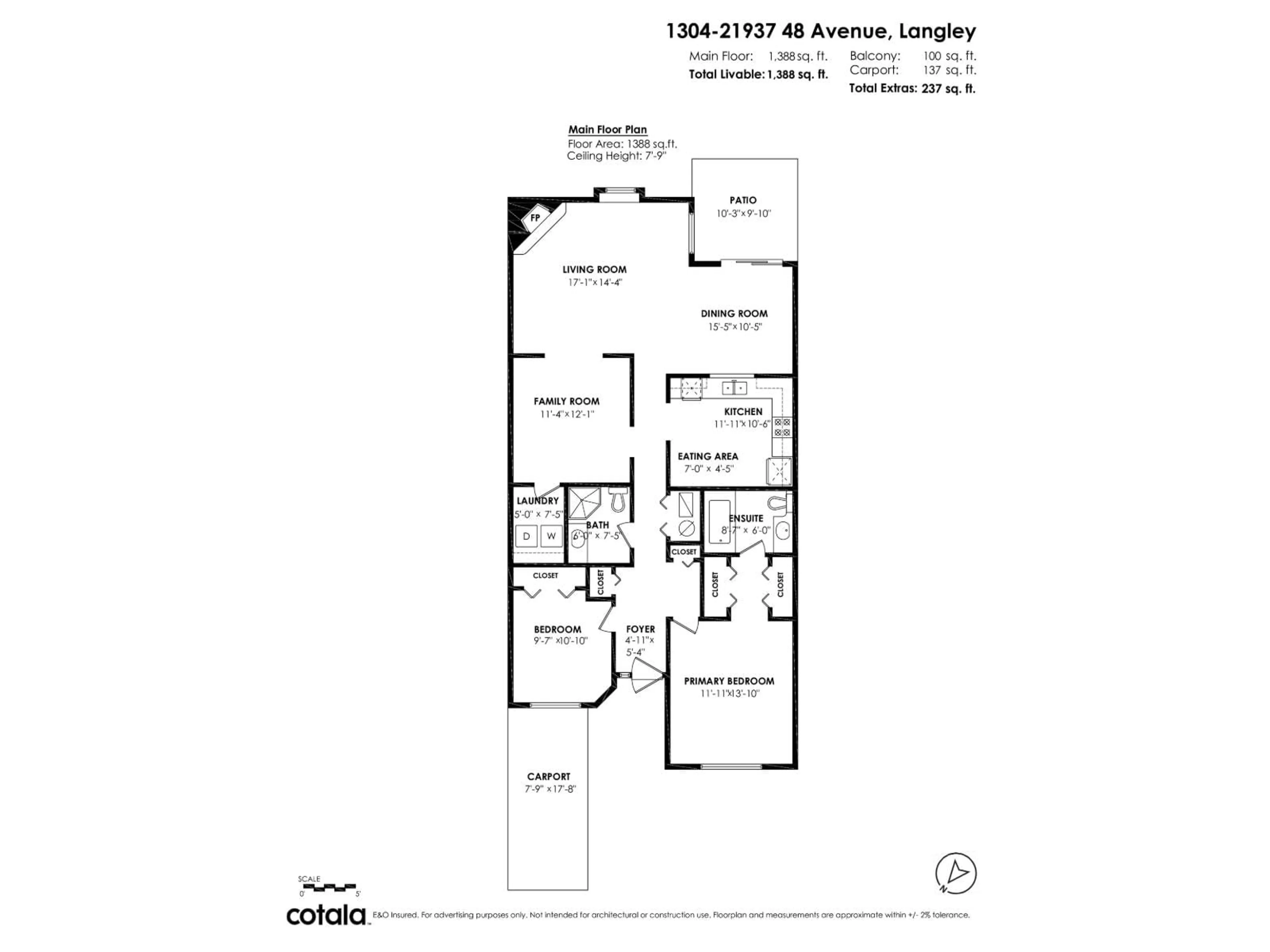 Floor plan for 1304 - 21937 48 AVENUE, Langley British Columbia V3A8C3