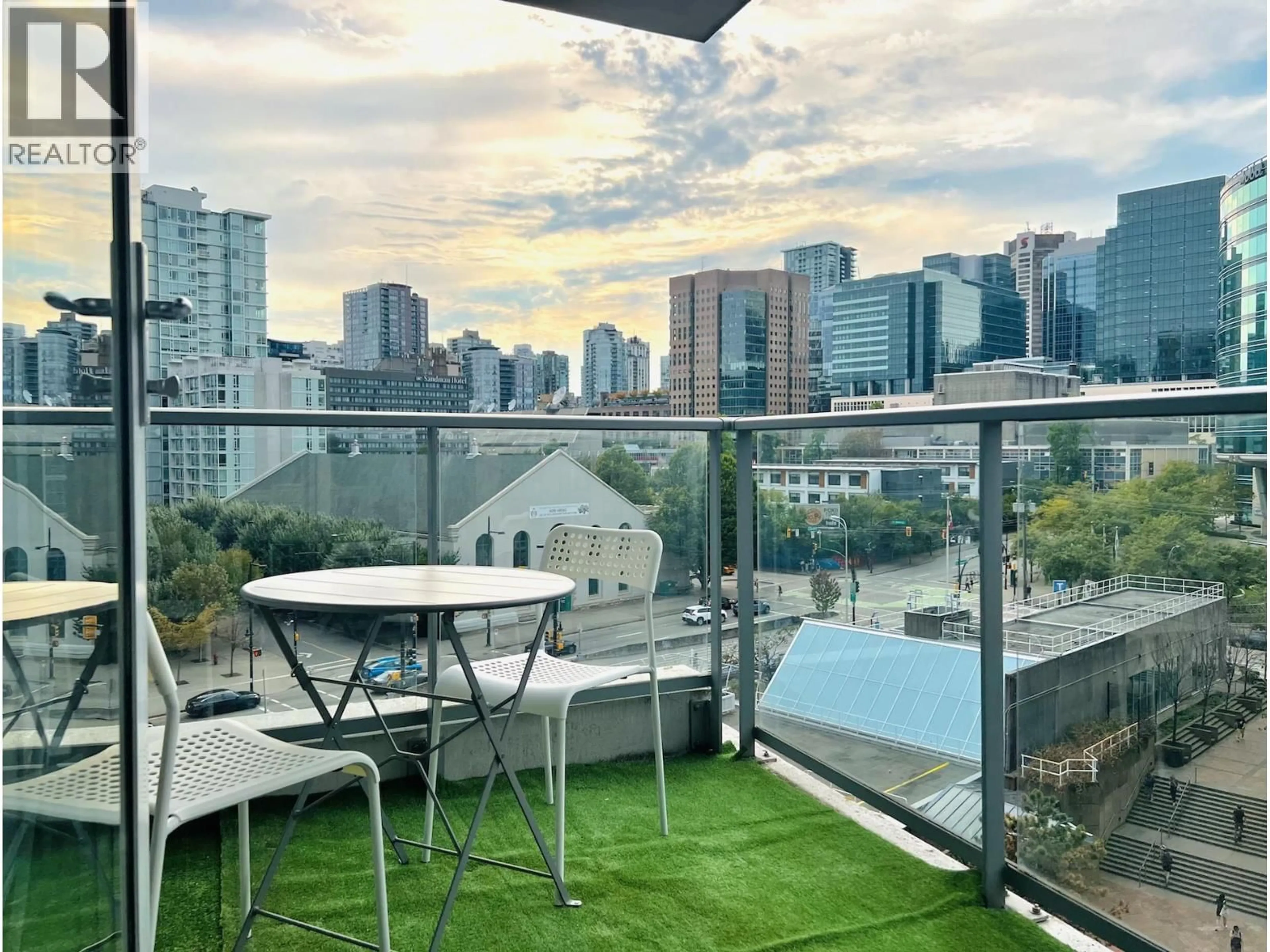 Balcony in the apartment, city buildings view from balcony for 1202 - 188 KEEFER PLACE, Vancouver British Columbia V6B0J1