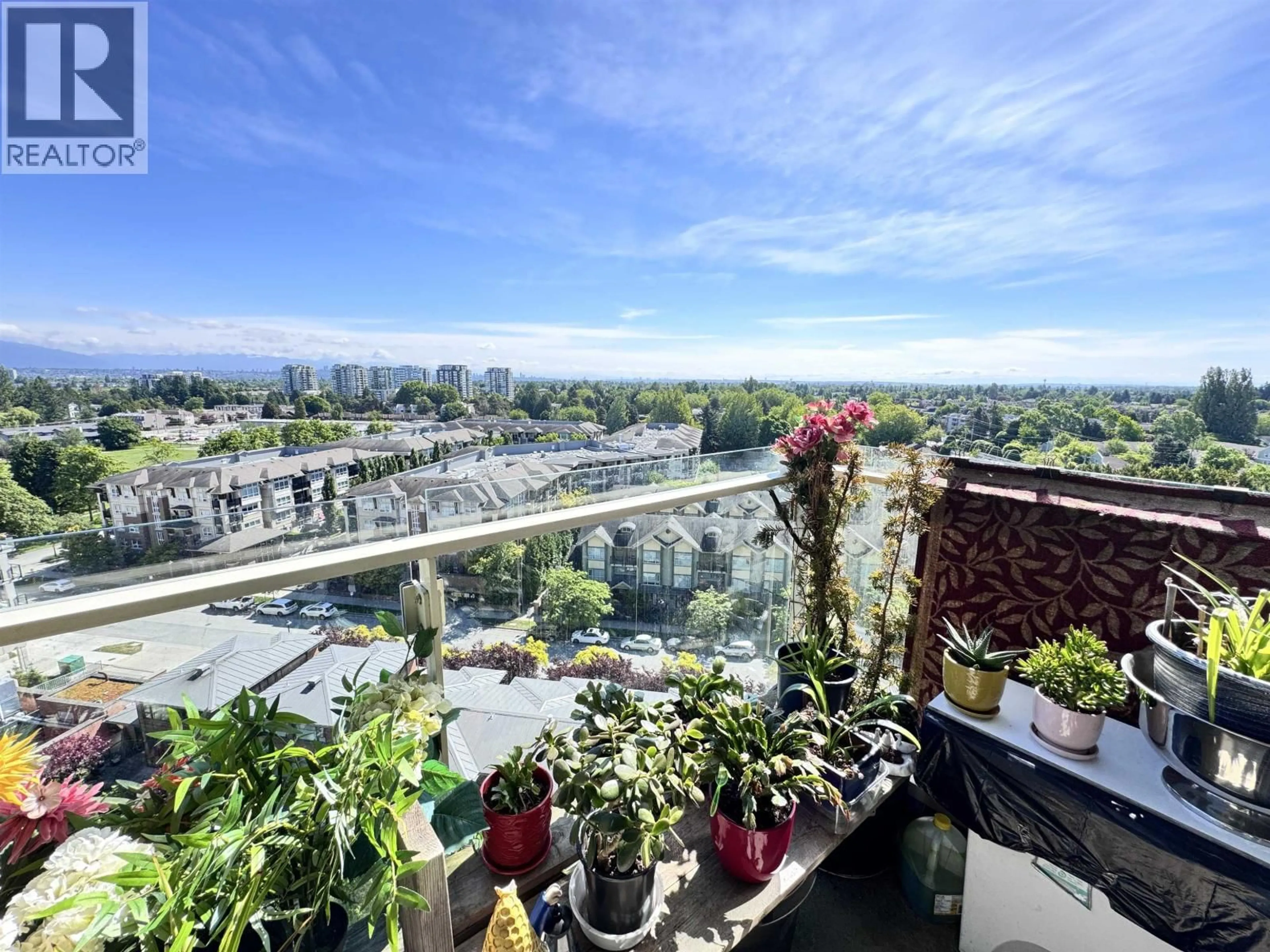 Balcony in the apartment, city buildings view from balcony for 1501 - 8333 ANDERSON ROAD, Richmond British Columbia V6Y0E2