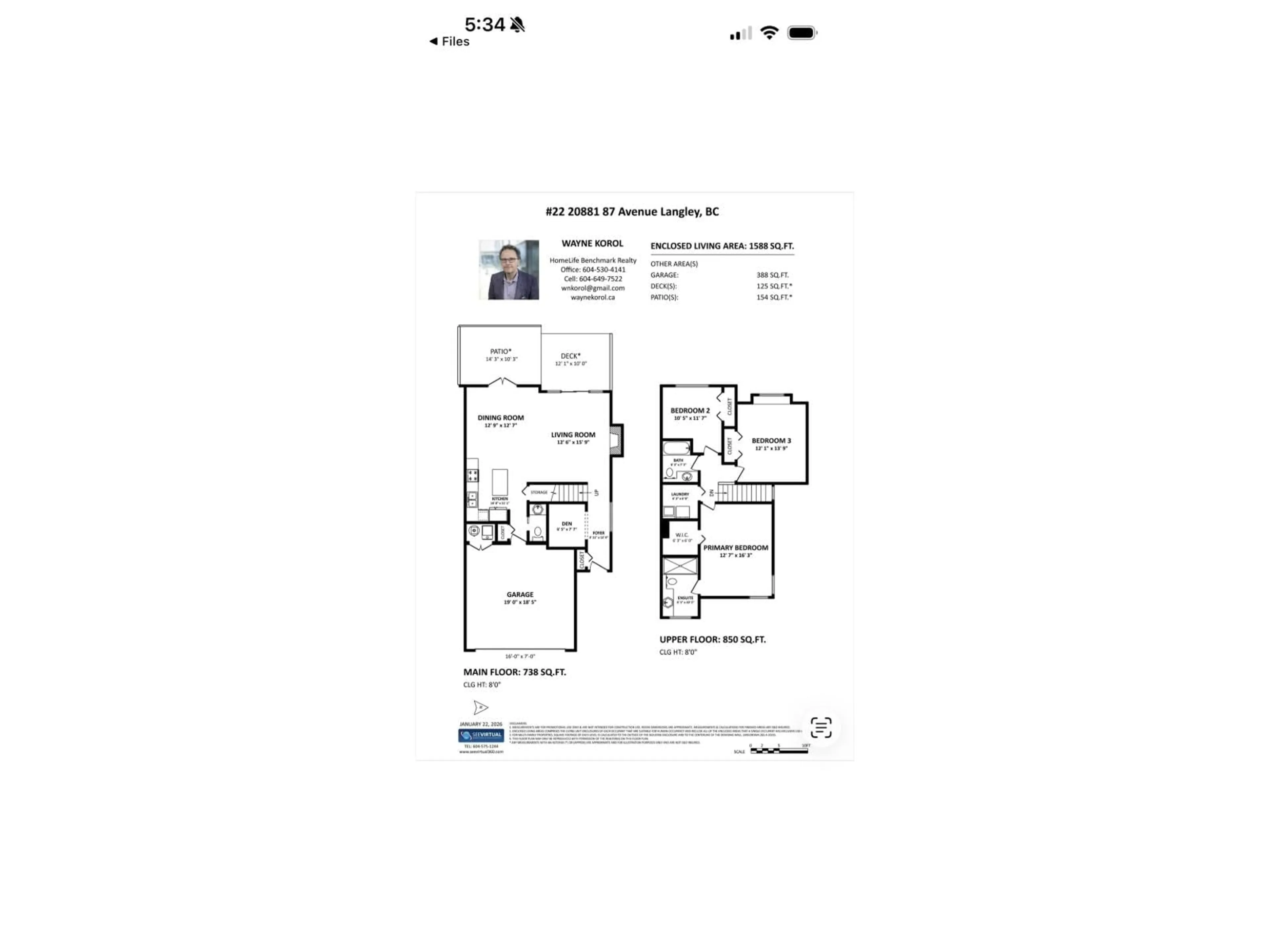 Floor plan for 22 - 20881 87 AVENUE, Langley British Columbia V1M3X1