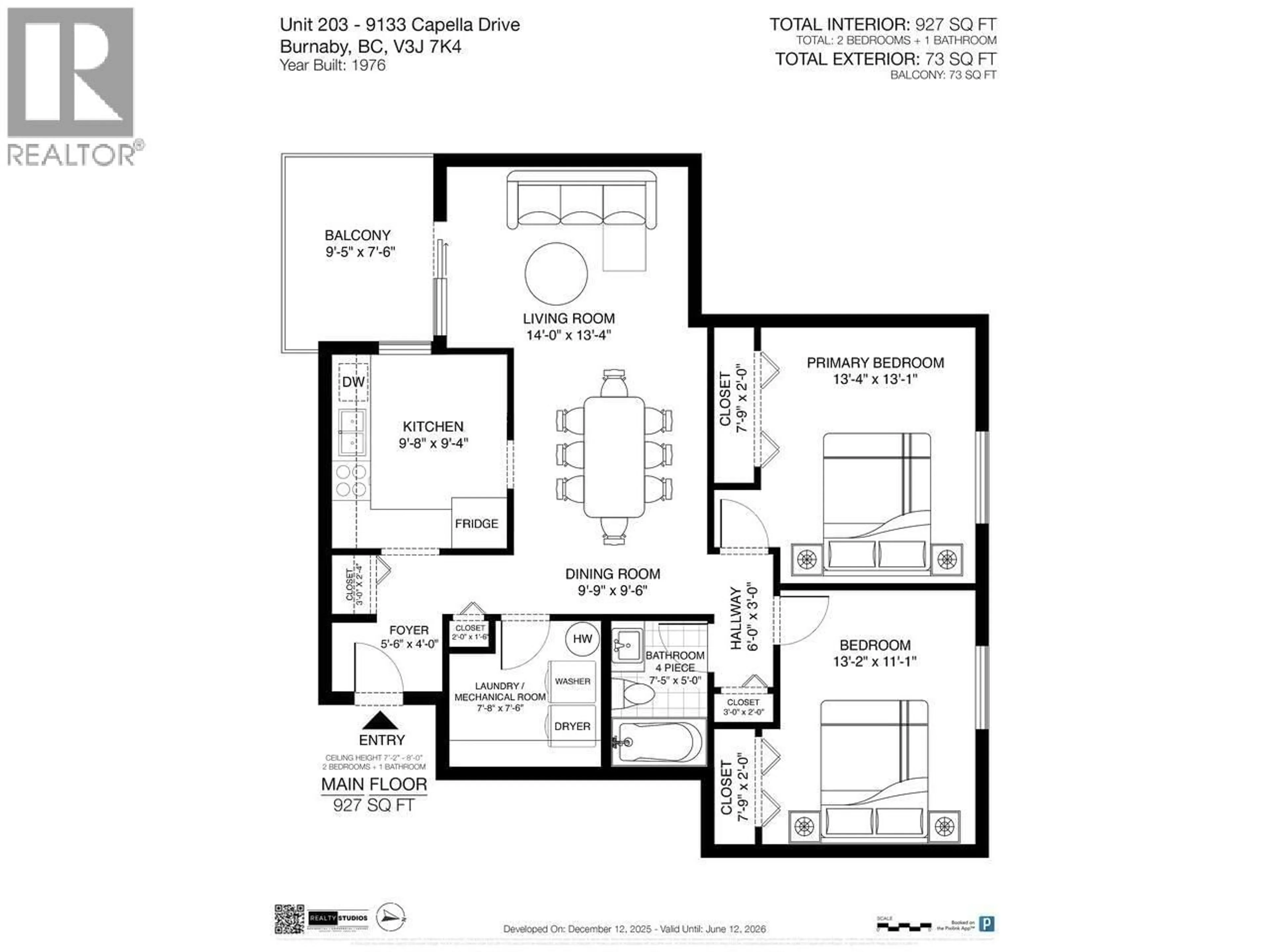 Floor plan for 203 - 9133 CAPELLA DRIVE, Burnaby British Columbia V3J7K4