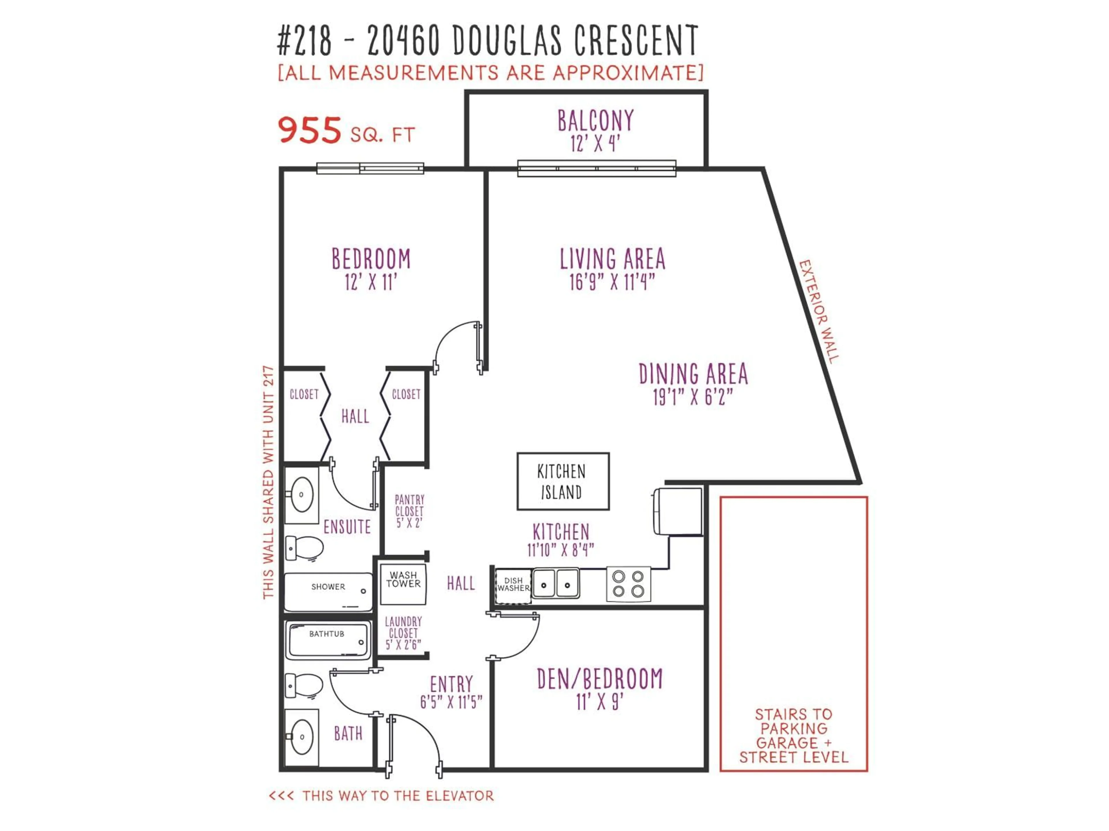 Floor plan for 218 - 20460 DOUGLAS CRESCENT, Langley British Columbia V3A0C6
