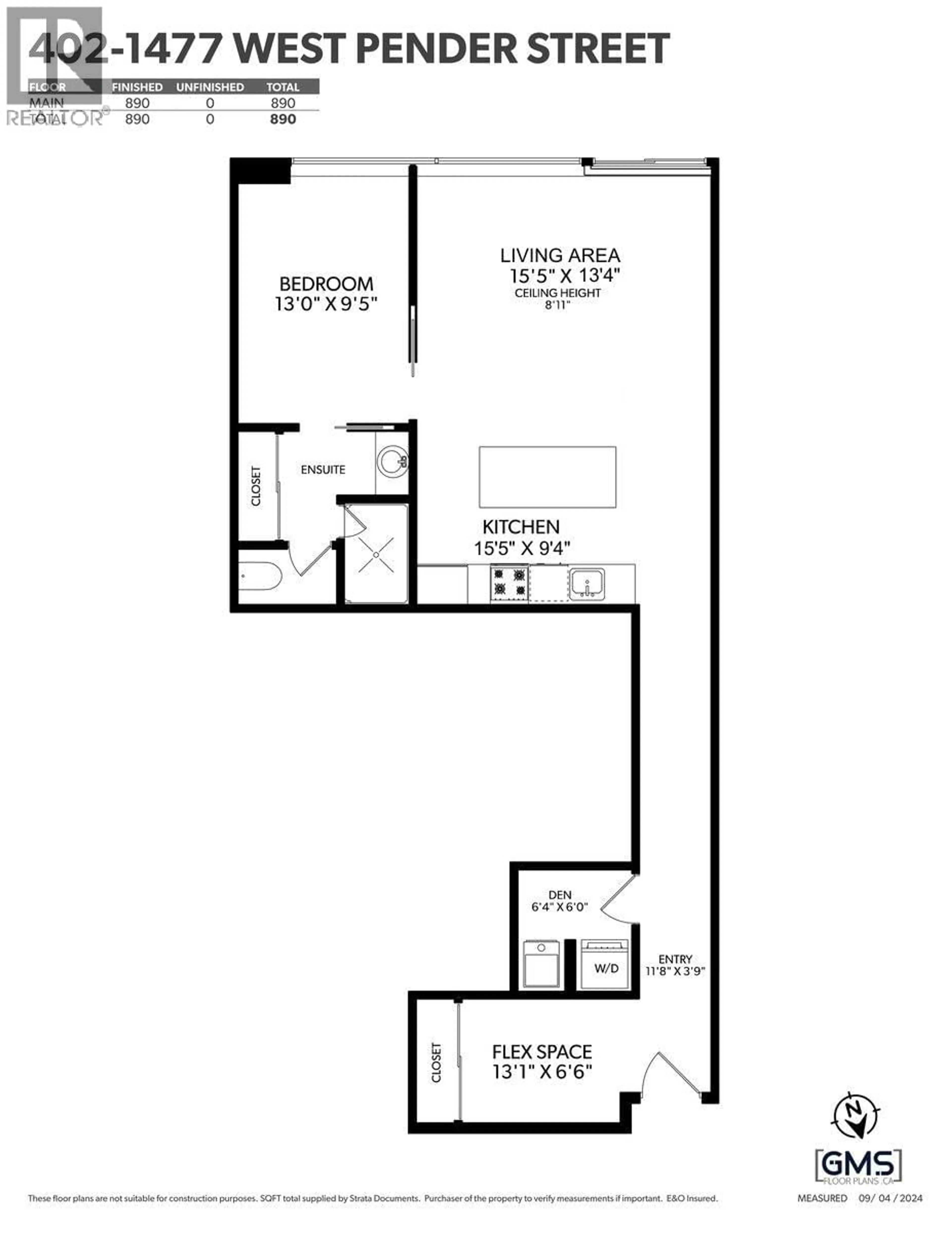 Floor plan for 402 - 1477 PENDER STREET, Vancouver British Columbia V6G2S3