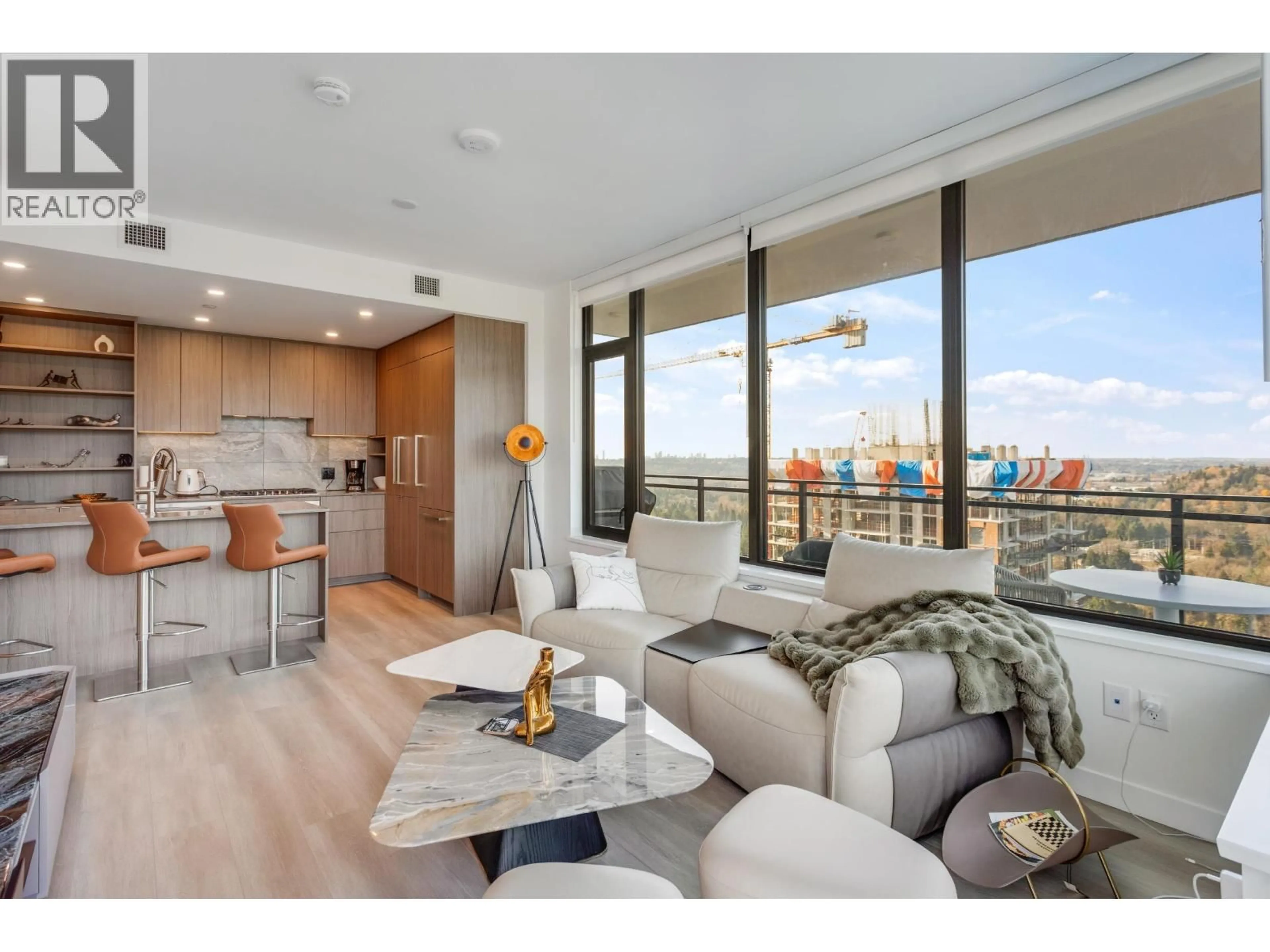 Living room with furniture, wood/laminate floor for 2605 - 626 CLAREMONT STREET, Coquitlam British Columbia V3J0T1