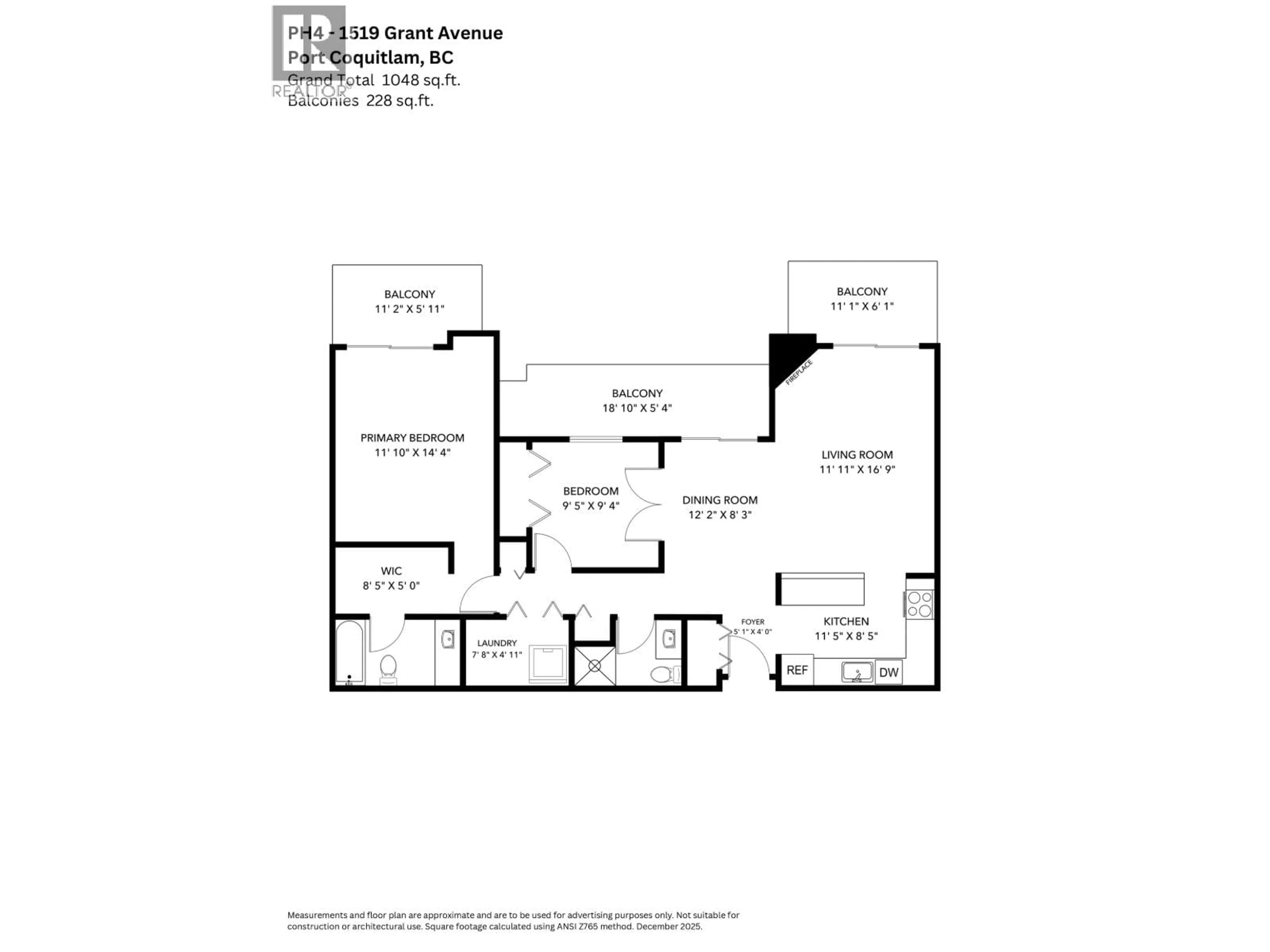 Floor plan for PH4 - 1519 GRANT AVENUE, Port Coquitlam British Columbia V3B7S8