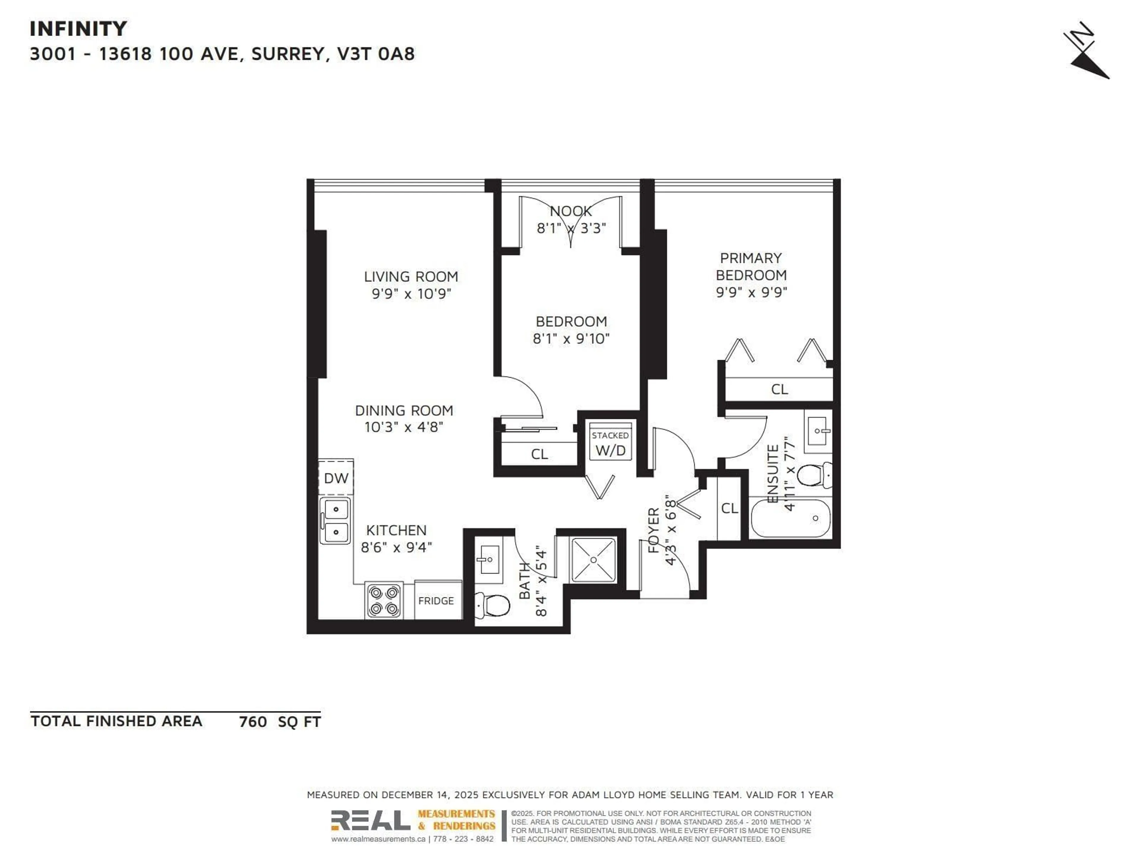 Floor plan for 3001 - 13618 100 AVENUE, Surrey British Columbia V3T0A8