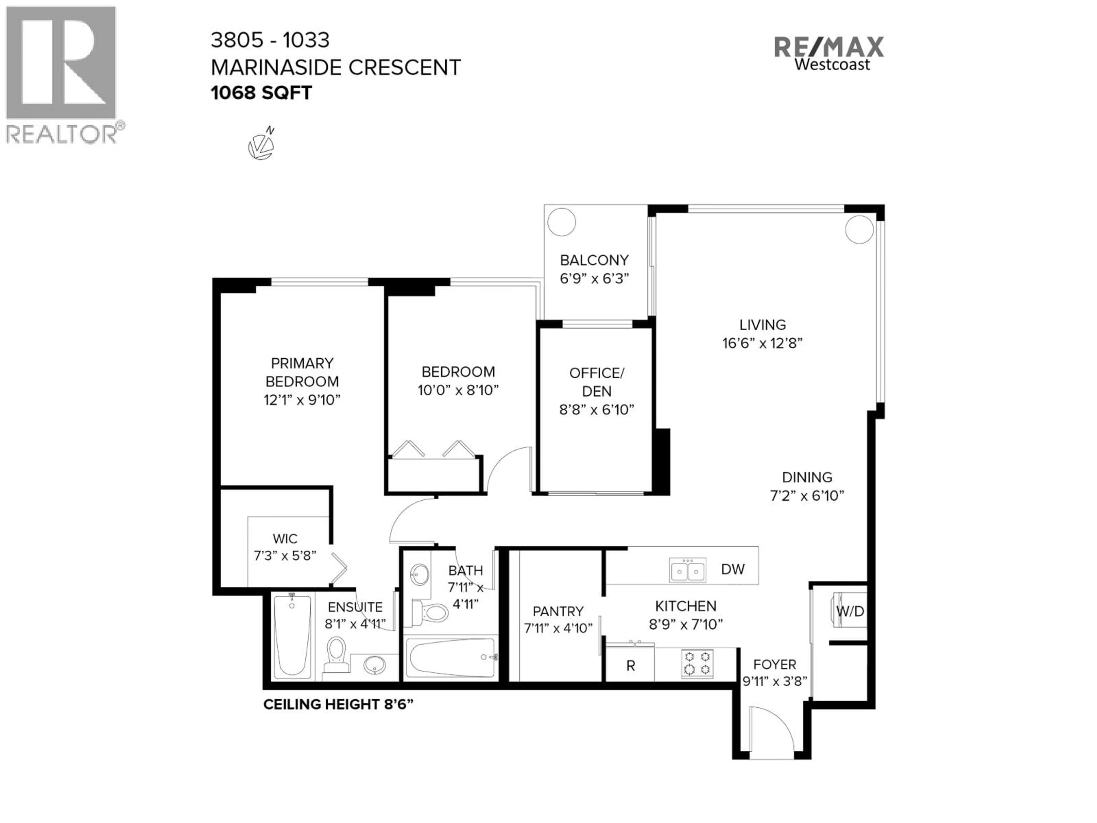 Floor plan for 3805 - 1033 MARINASIDE CRESCENT, Vancouver British Columbia V6Z3A3