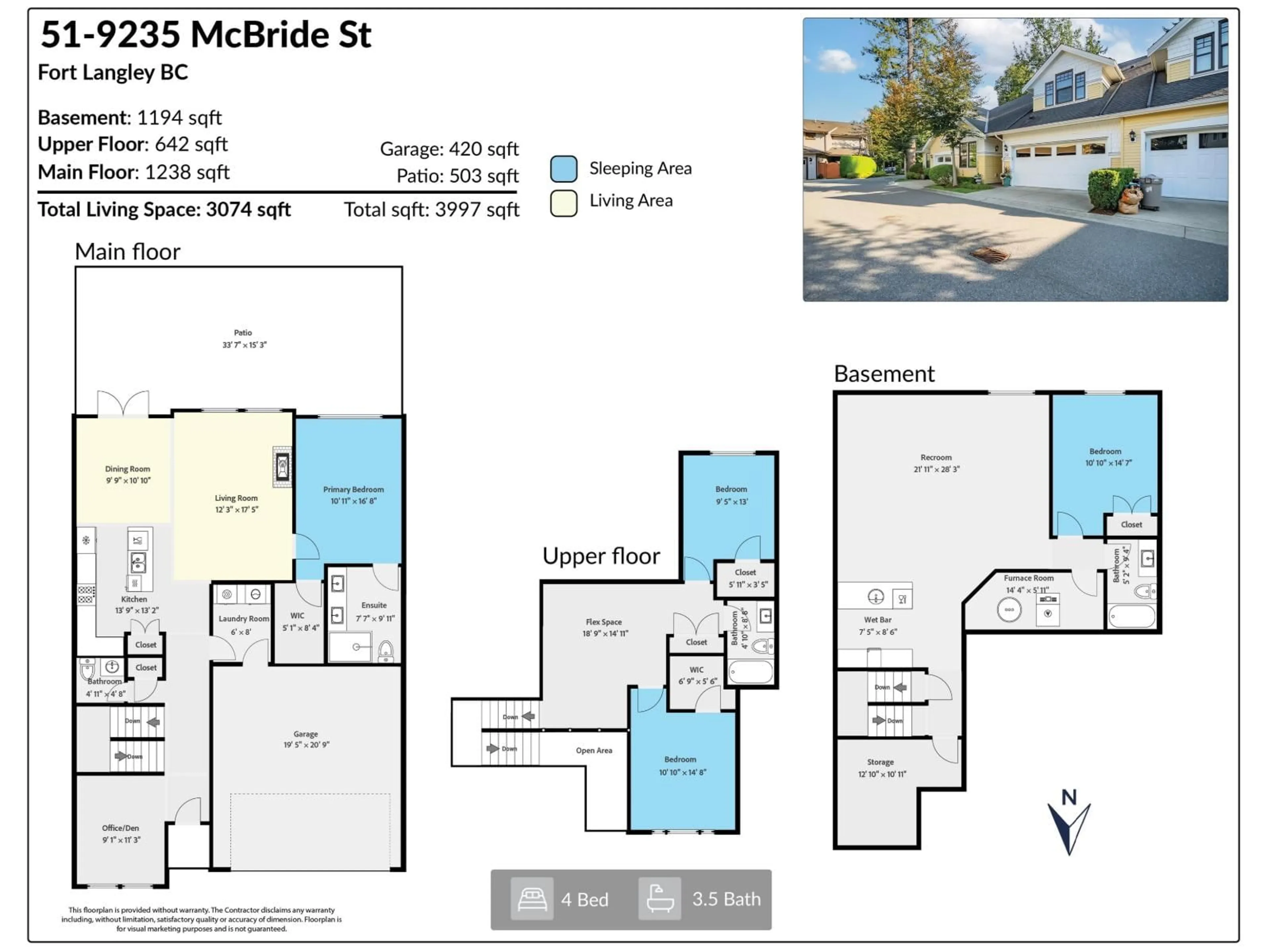 Floor plan for 51 - 9235 MCBRIDE STREET, Langley British Columbia V1M2R9