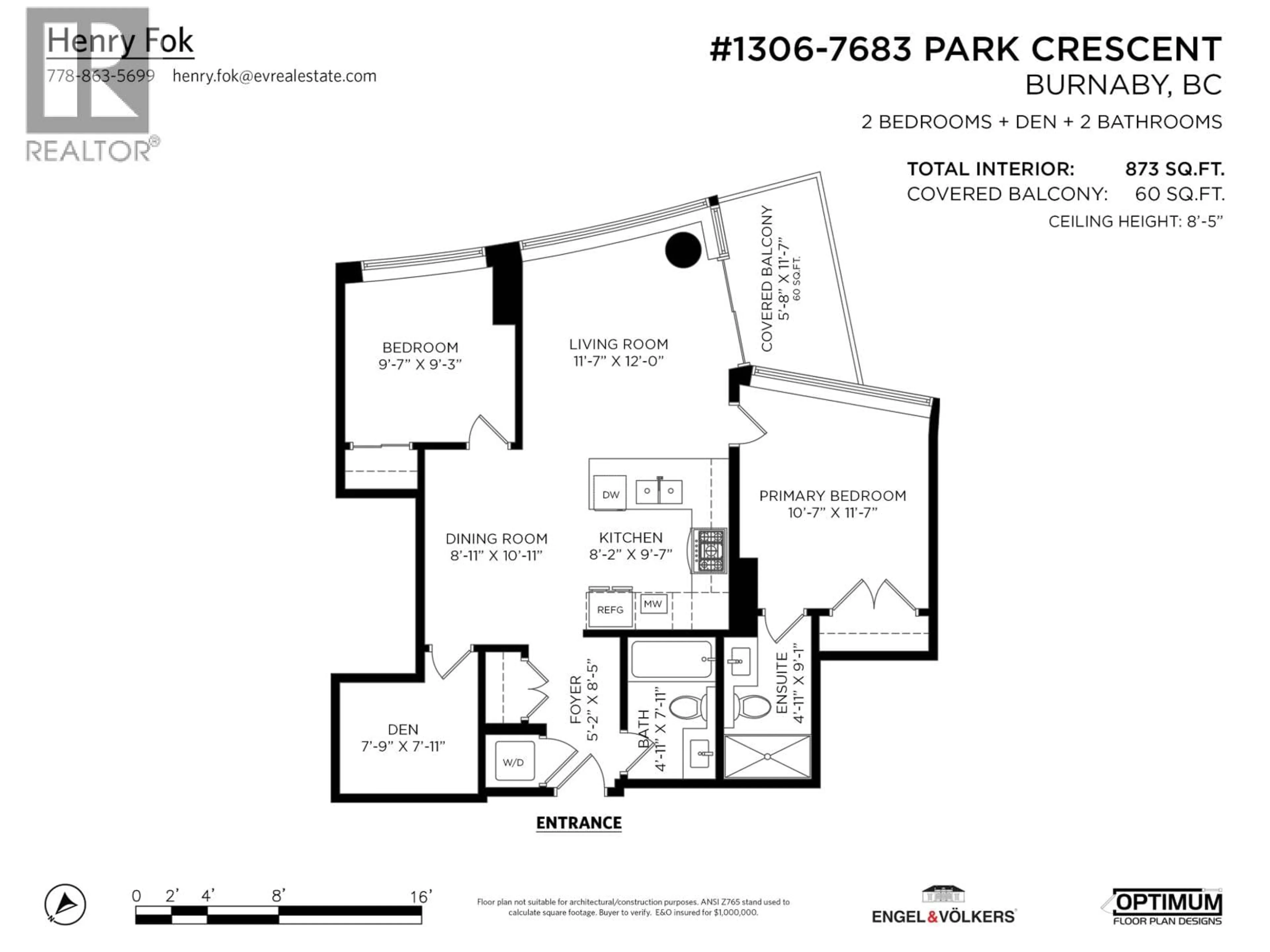 Floor plan for 1306 - 7683 PARK CRESCENT, Burnaby British Columbia V3N0J3