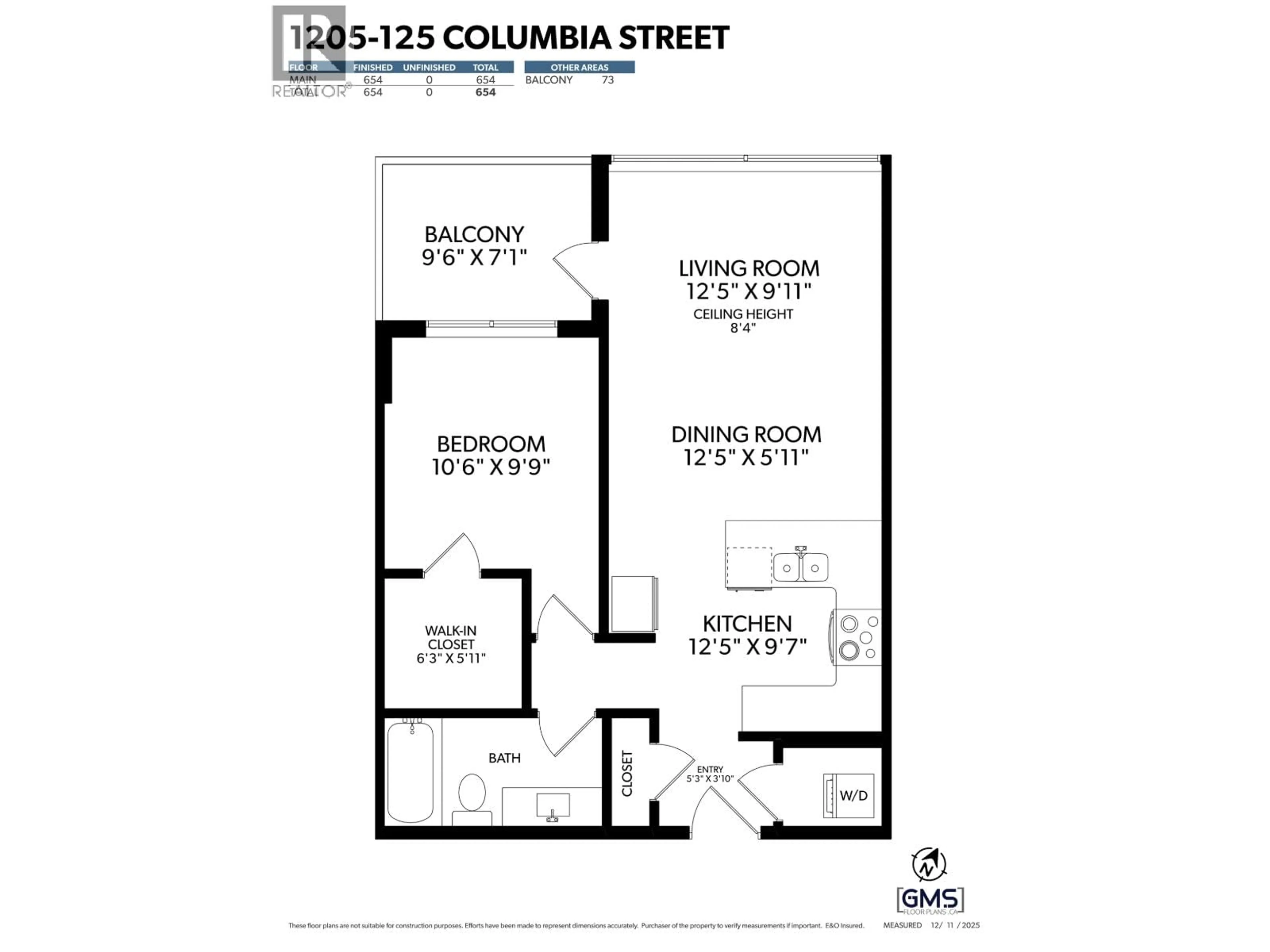 Floor plan for 1205 - 125 COLUMBIA STREET, New Westminster British Columbia V3L0G8