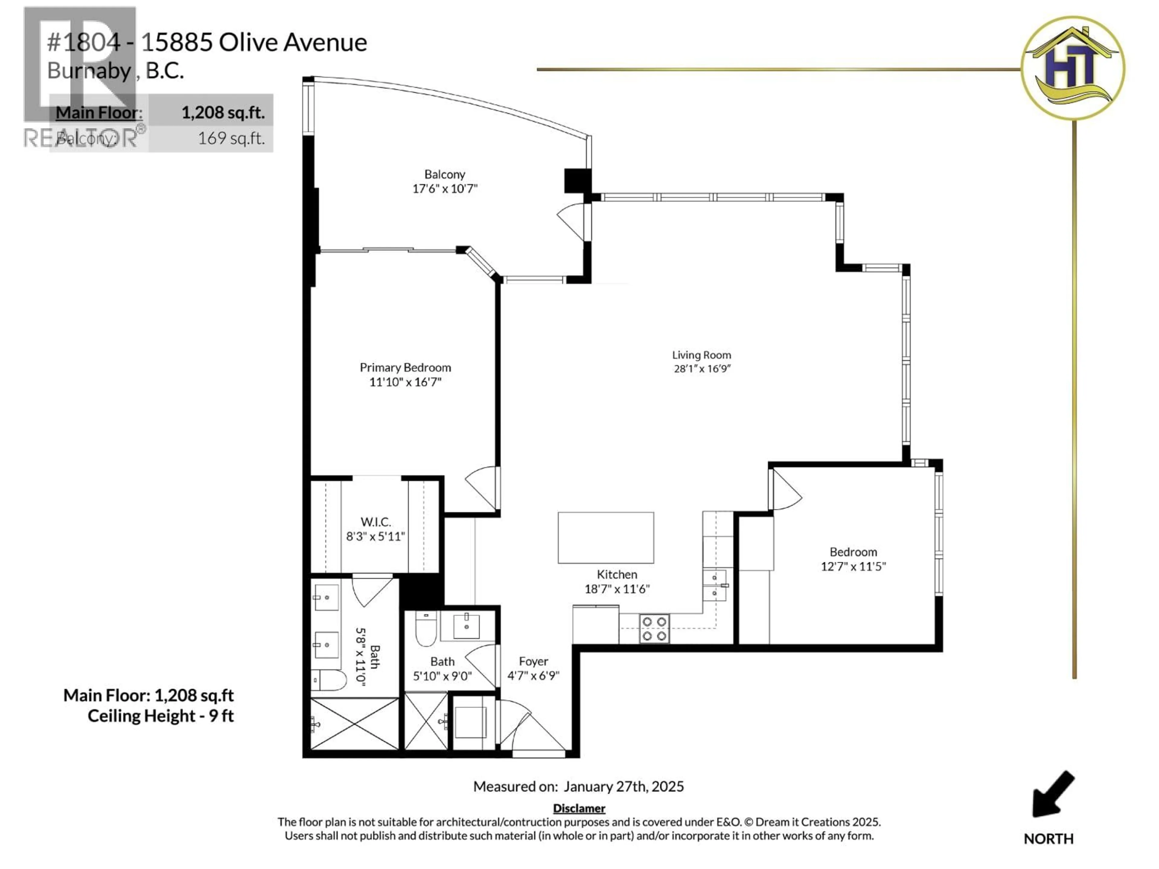 Floor plan for 1804 - 5885 OLIVE AVENUE, Burnaby British Columbia V5H4N8
