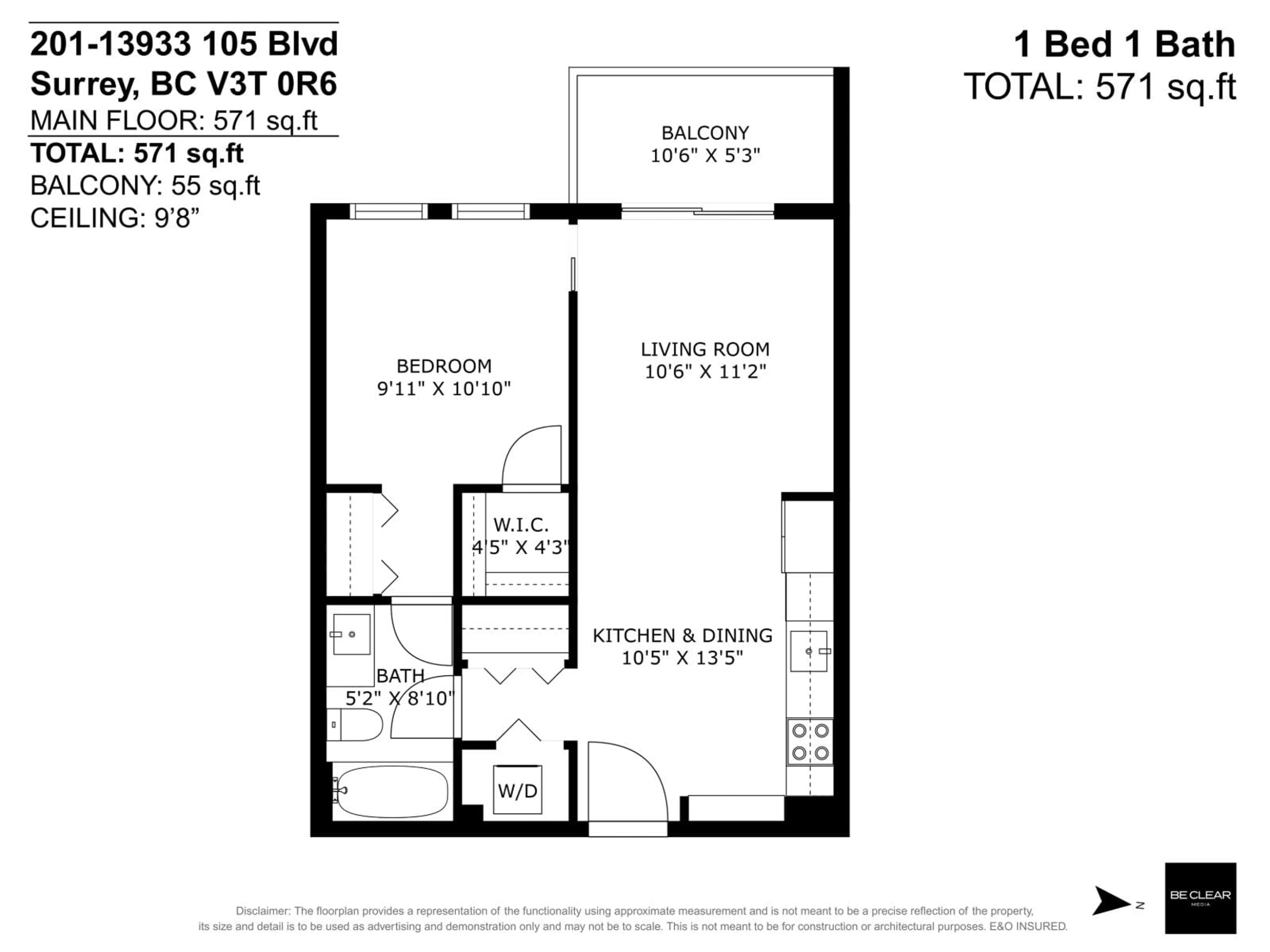 Floor plan for 201 - 13933 105 BOULEVARD, Surrey British Columbia V3T0R6