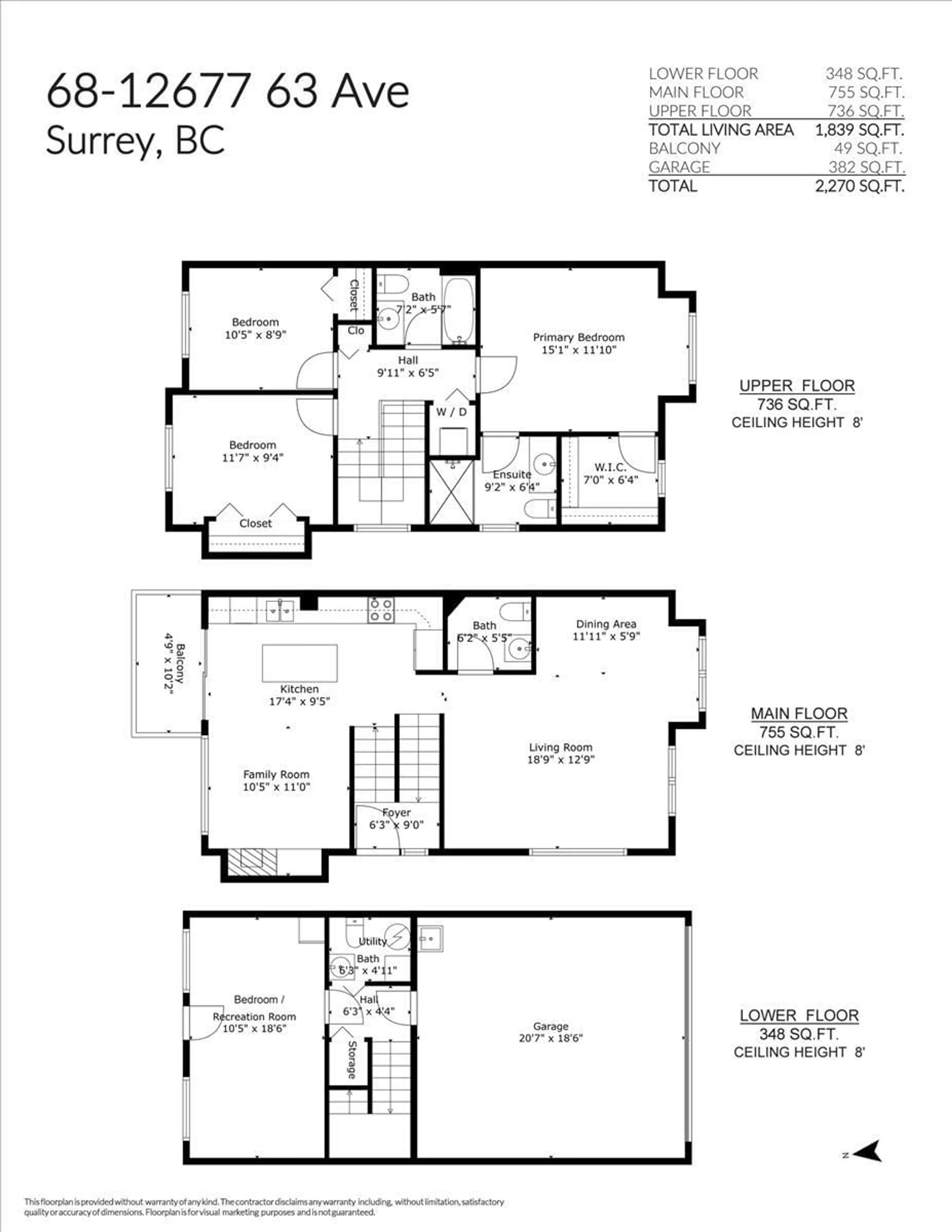 Floor plan for #68 - 12677 63 AVENUE, Surrey British Columbia V3X3T3