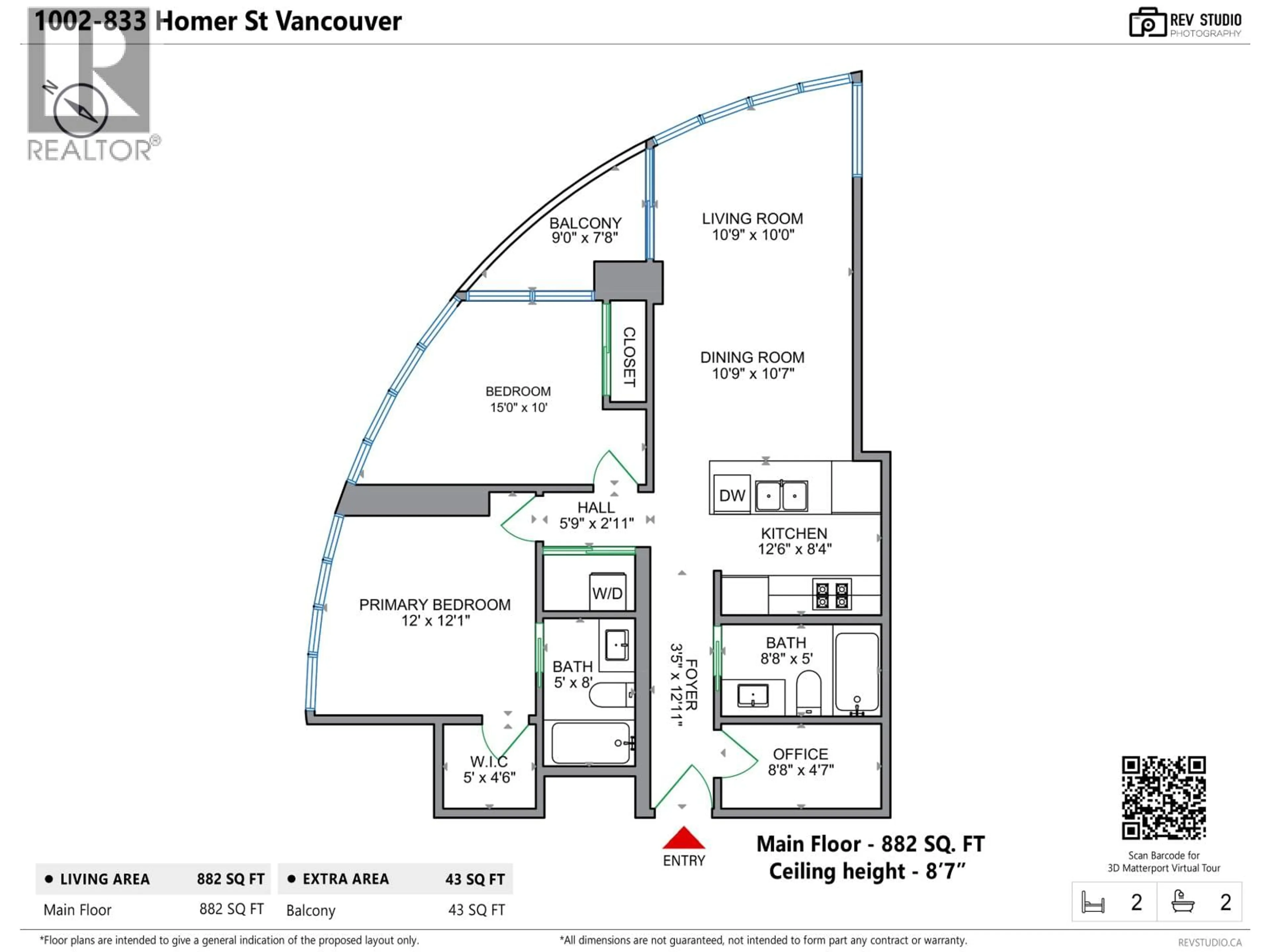 Floor plan for 1002 - 833 HOMER STREET, Vancouver British Columbia V6B0H4