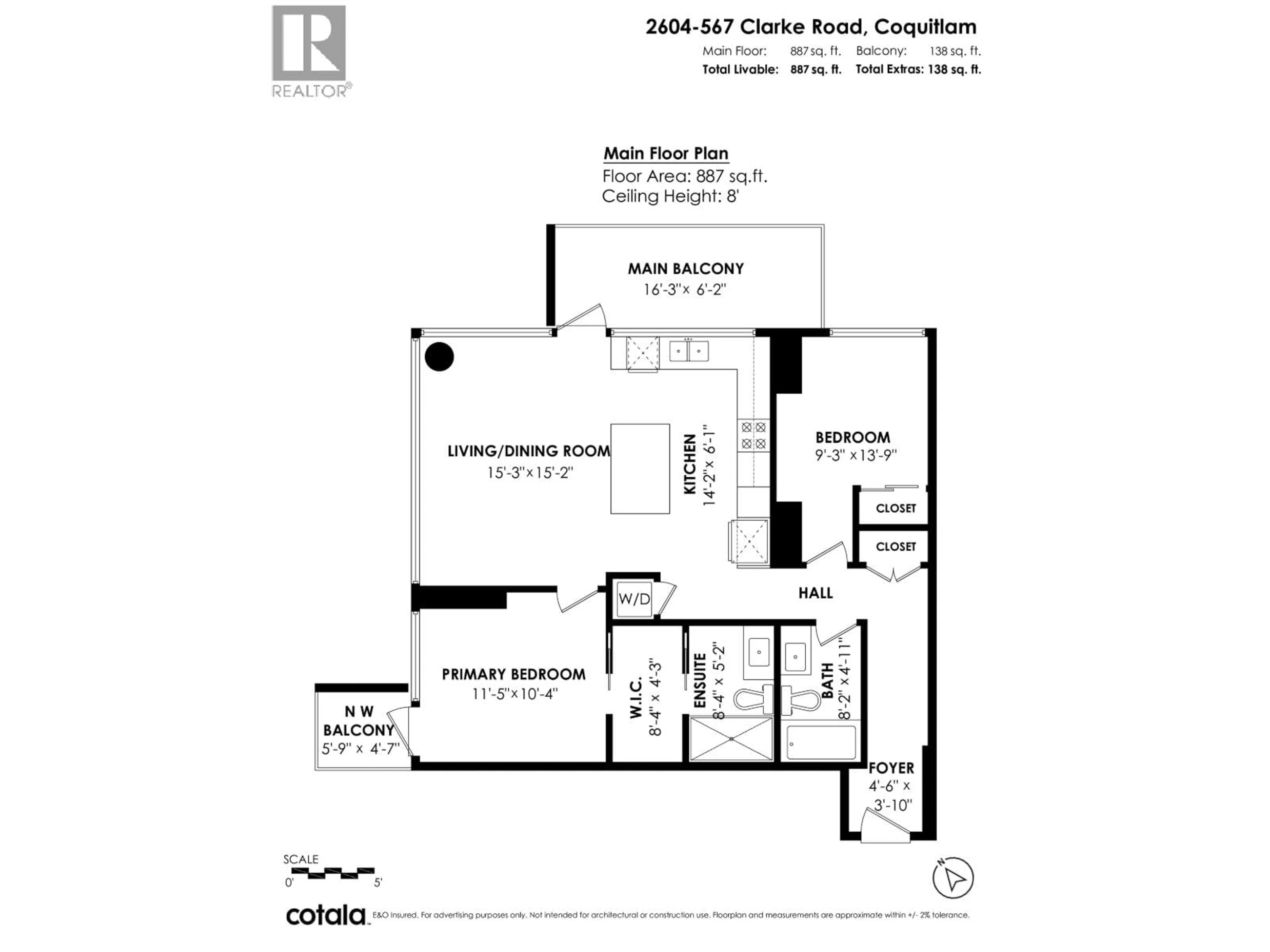 Floor plan for 2604 - 567 CLARKE ROAD, Coquitlam British Columbia V3J0K7