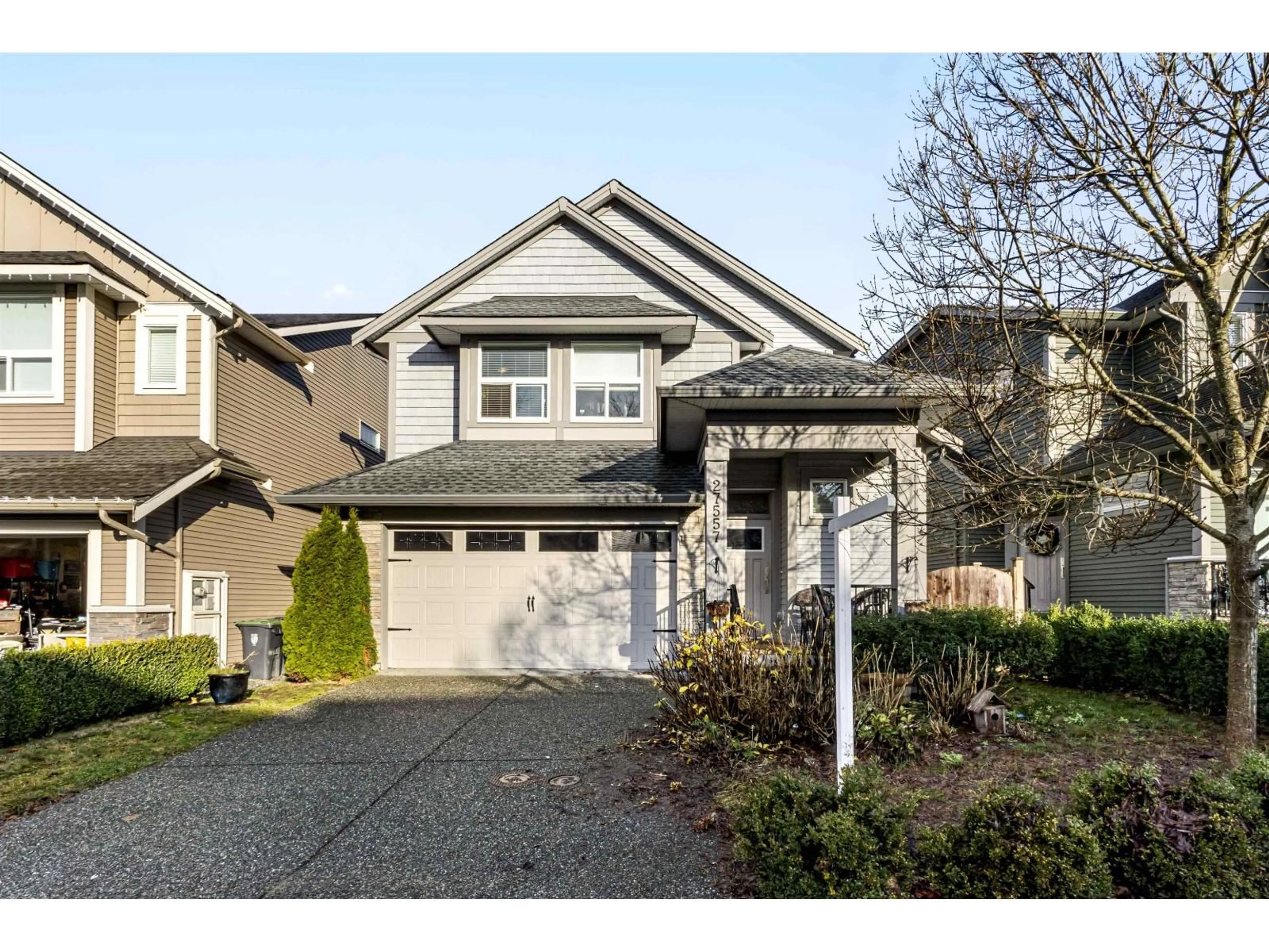 Home with vinyl exterior material, street for 27557 27A AVENUE, Langley British Columbia V4W0C4