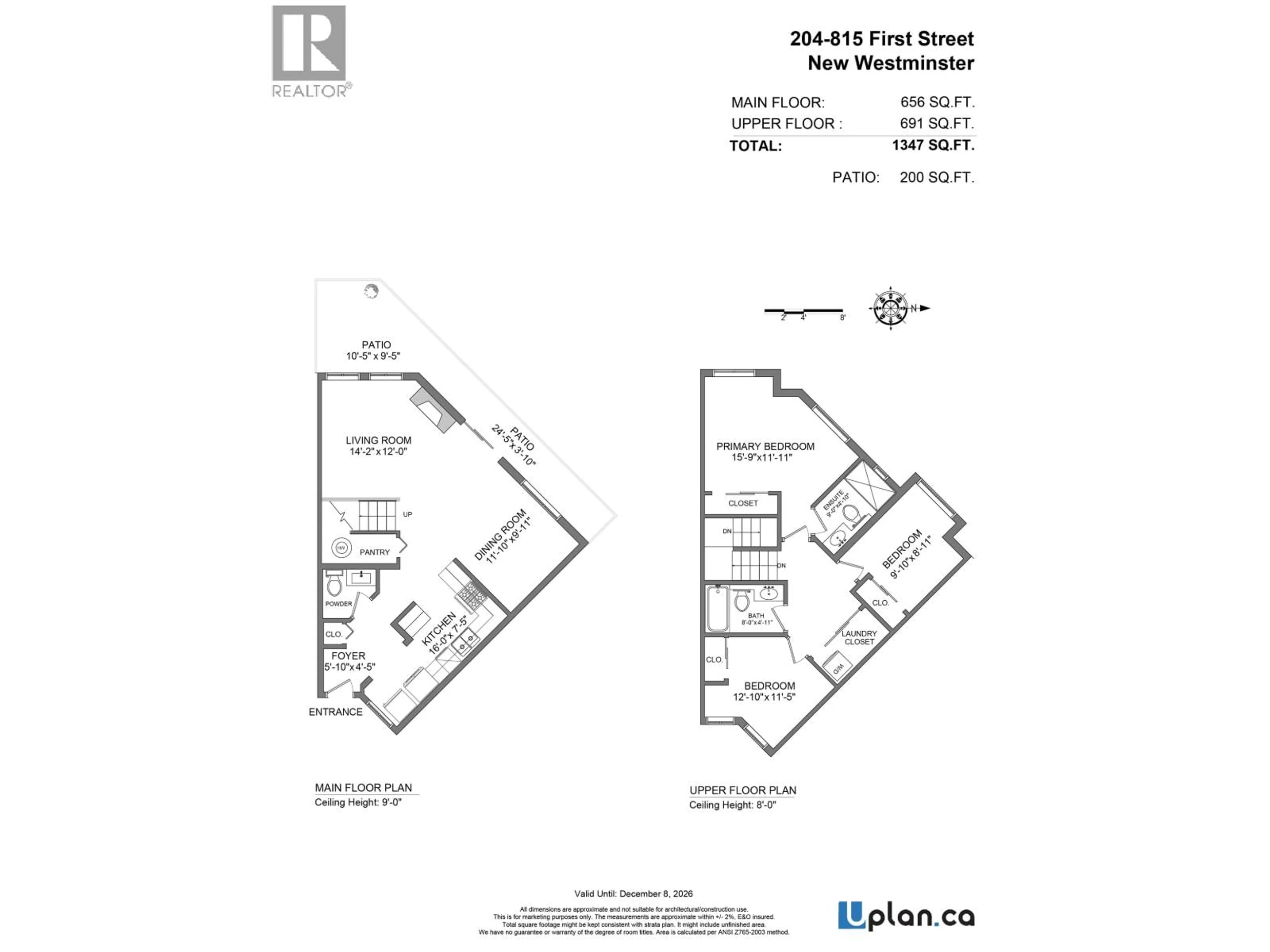 Floor plan for 204 - 815 FIRST STREET, New Westminster British Columbia V3L2H7