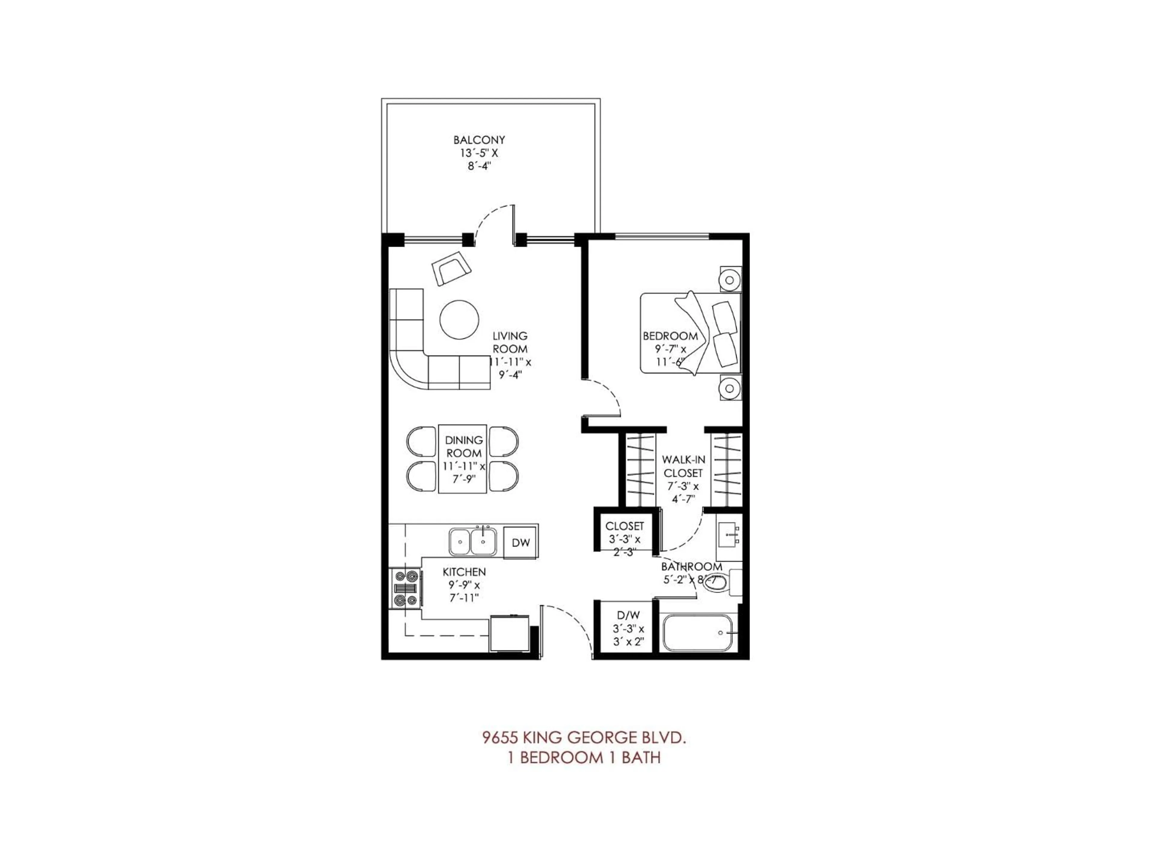 Floor plan for 409 - 9655 KING GEORGE BOULEVARD, Surrey British Columbia V3T0C7