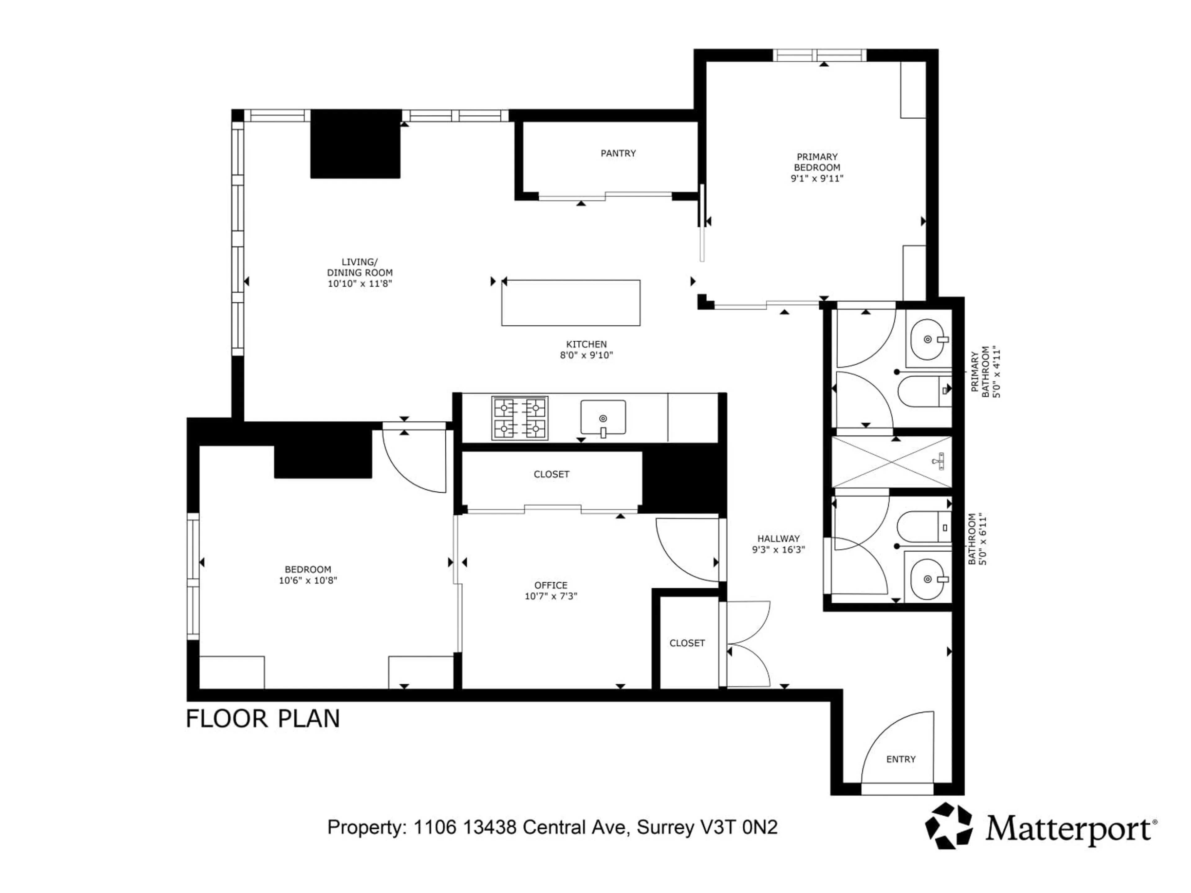Floor plan for 1106 - 13438 CENTRAL AVENUE, Surrey British Columbia V3T0N2