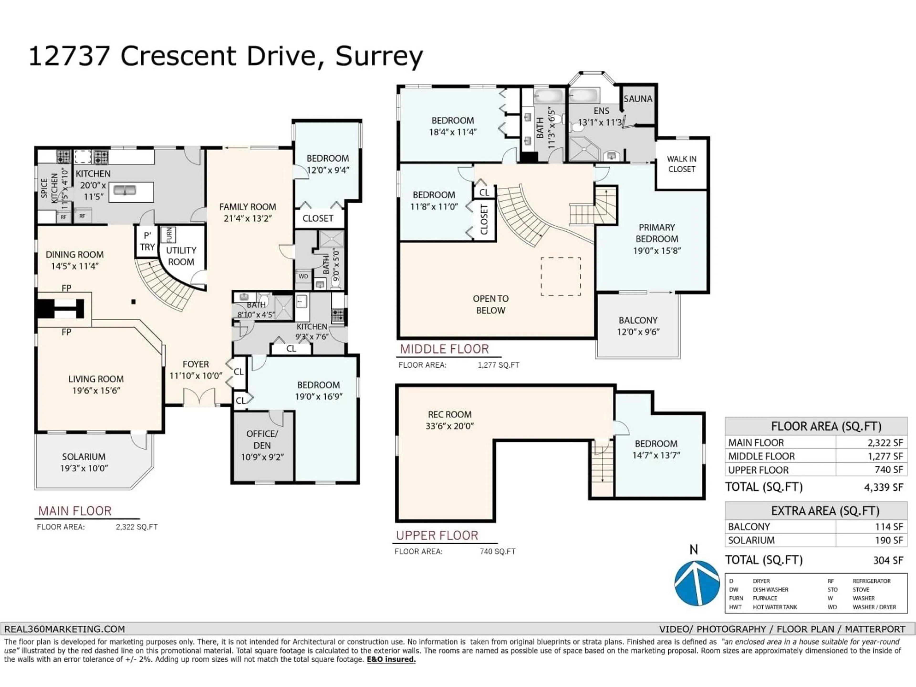 Floor plan for 12737 CRESCENT ROAD, Surrey British Columbia V4A2V6