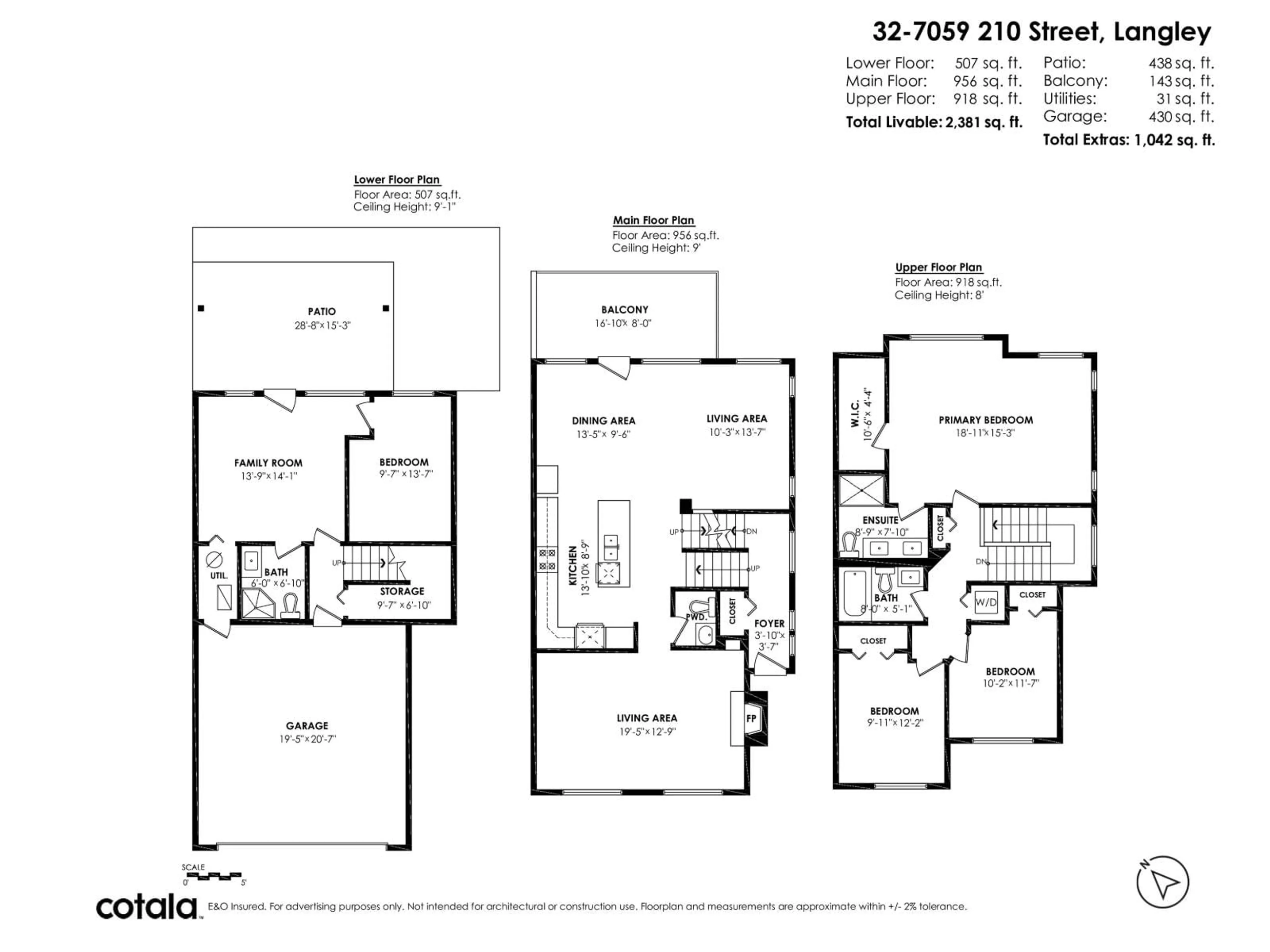 Floor plan for 32 - 7059 210 STREET, Langley British Columbia V2Y0T2