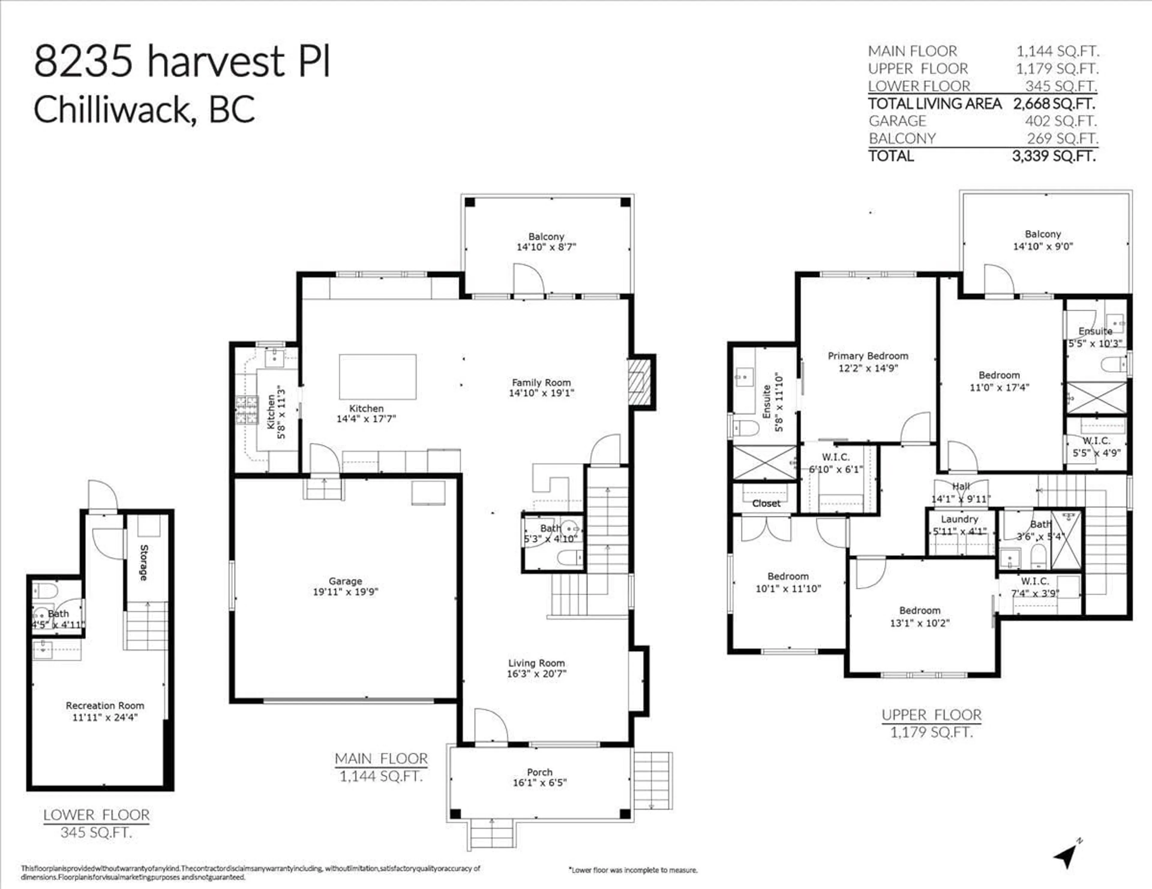Floor plan for 8235 HARVEST PLACE, Chilliwack British Columbia V4Z0E4