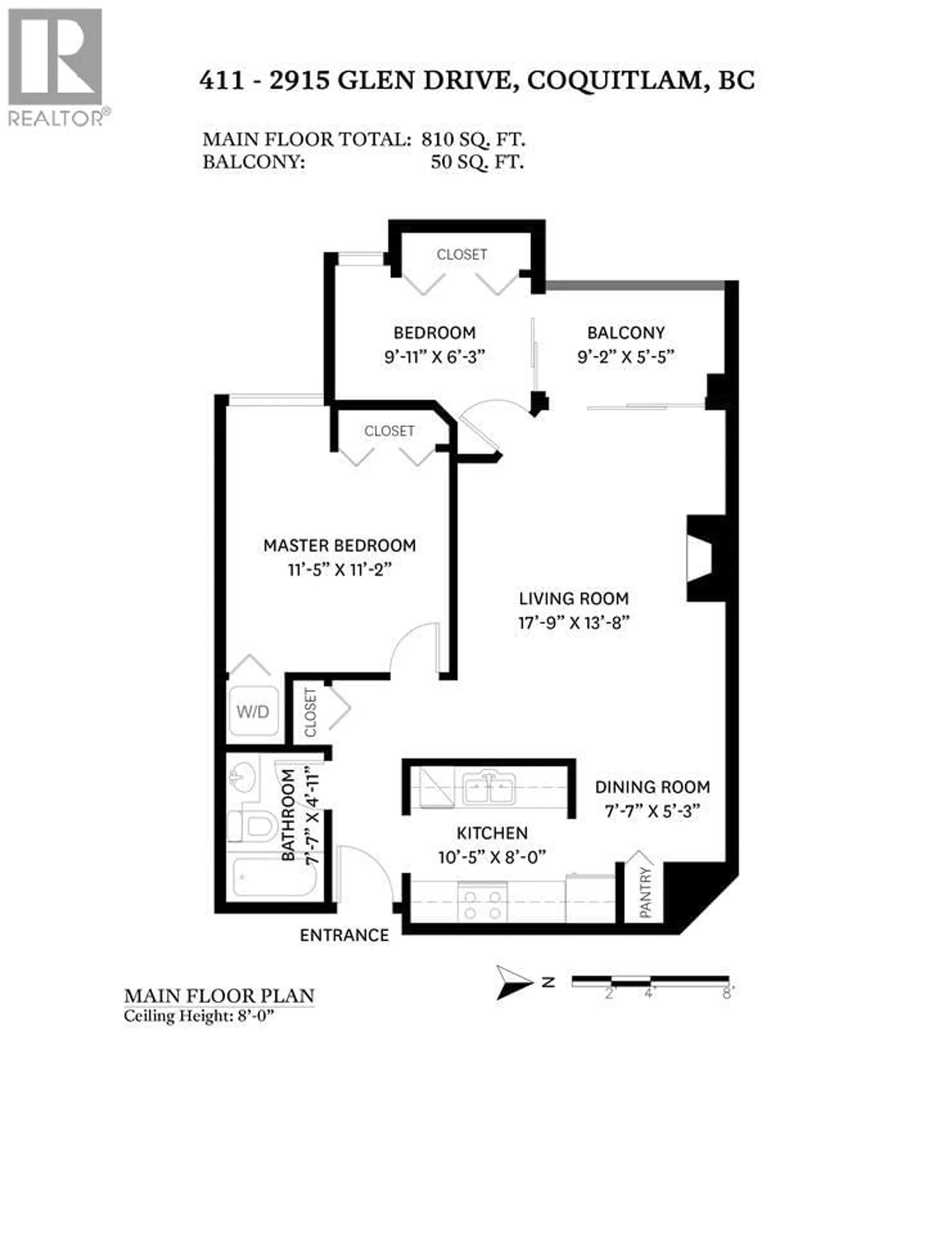 Floor plan for 411 - 2915 GLEN DRIVE, Coquitlam British Columbia V3B7H8