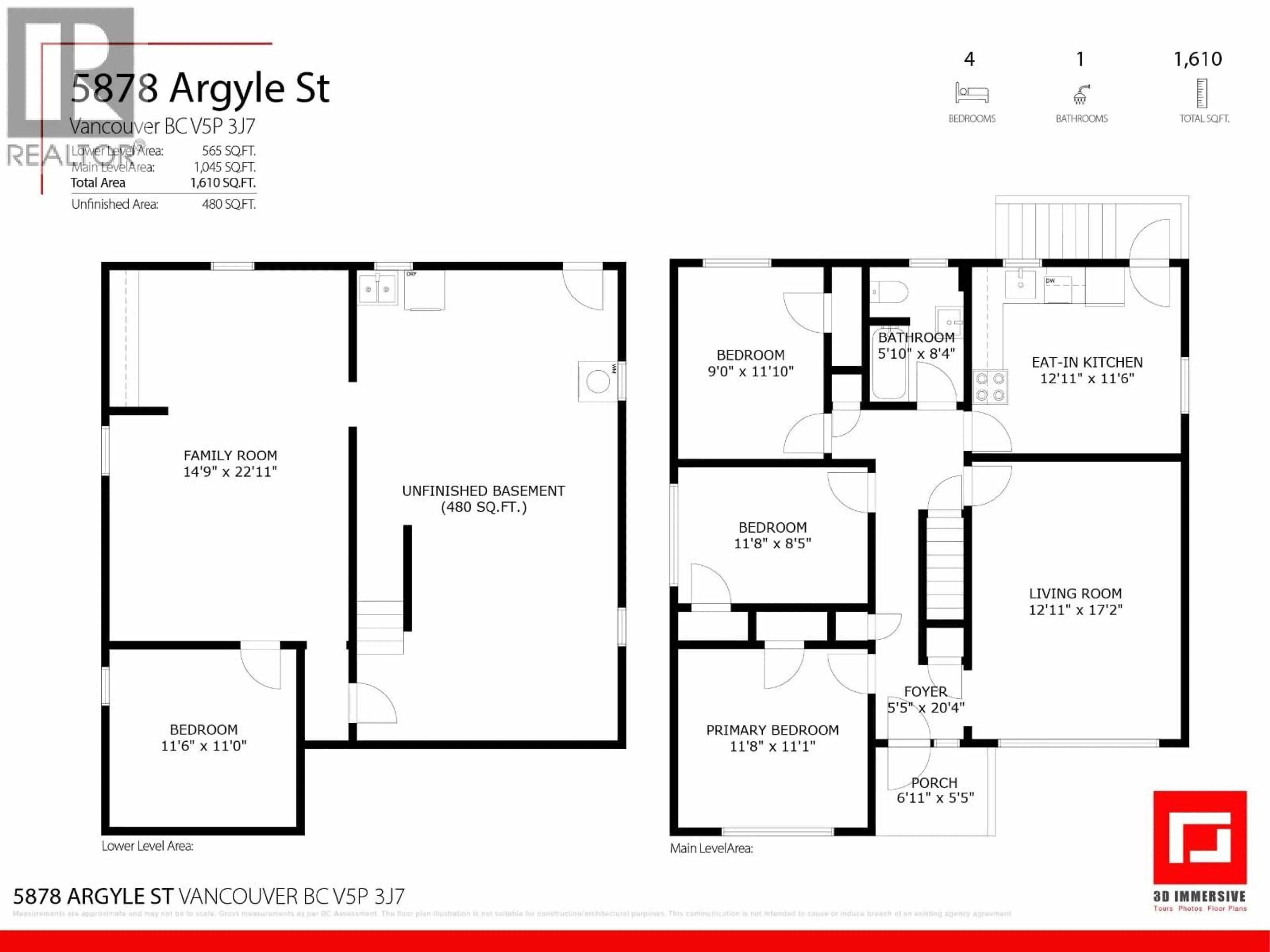 Floor plan for 5878 ARGYLE, Vancouver British Columbia V5P3J7