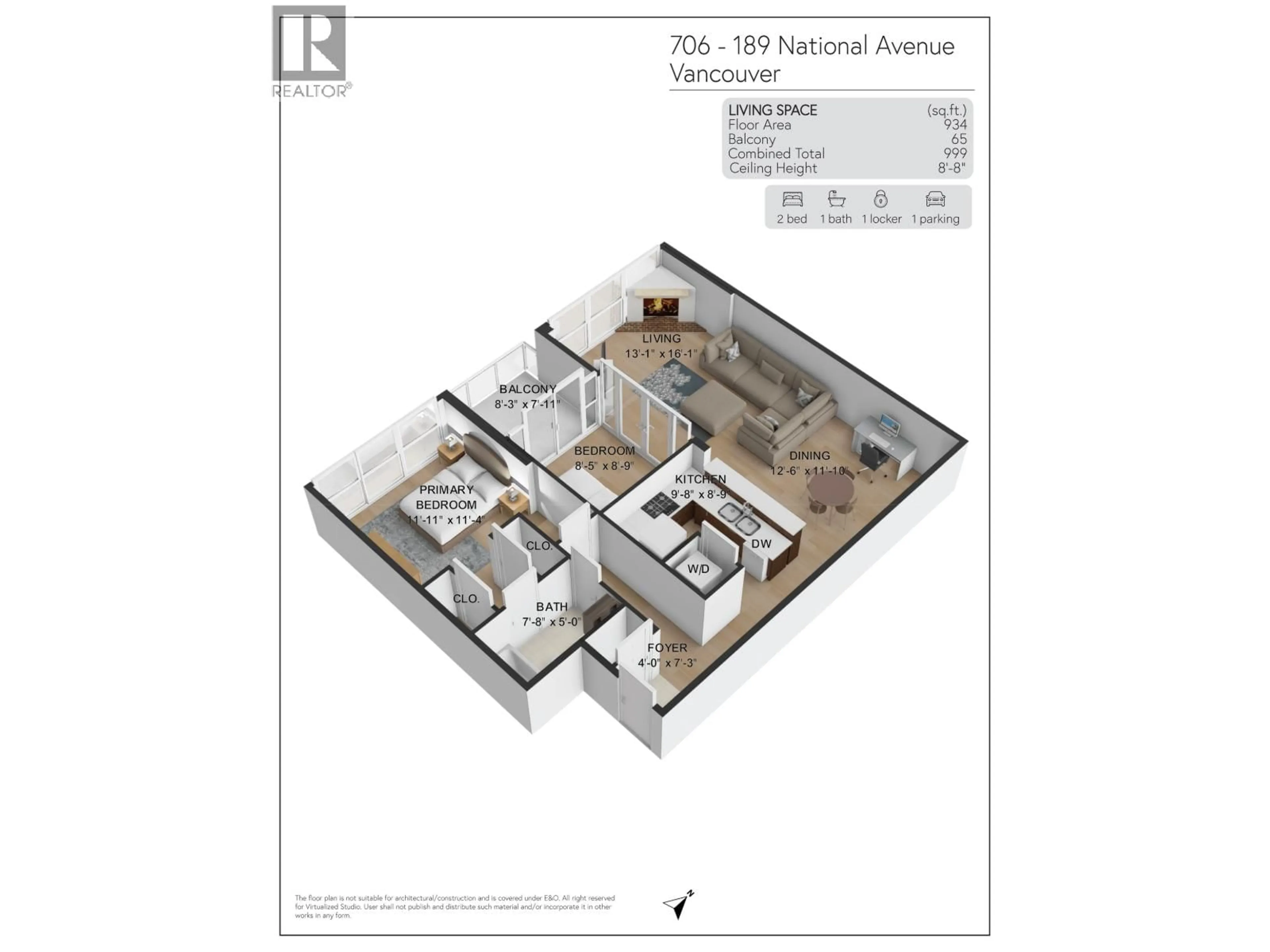 Floor plan for 706 - 189 NATIONAL AVENUE, Vancouver British Columbia V6A4L8