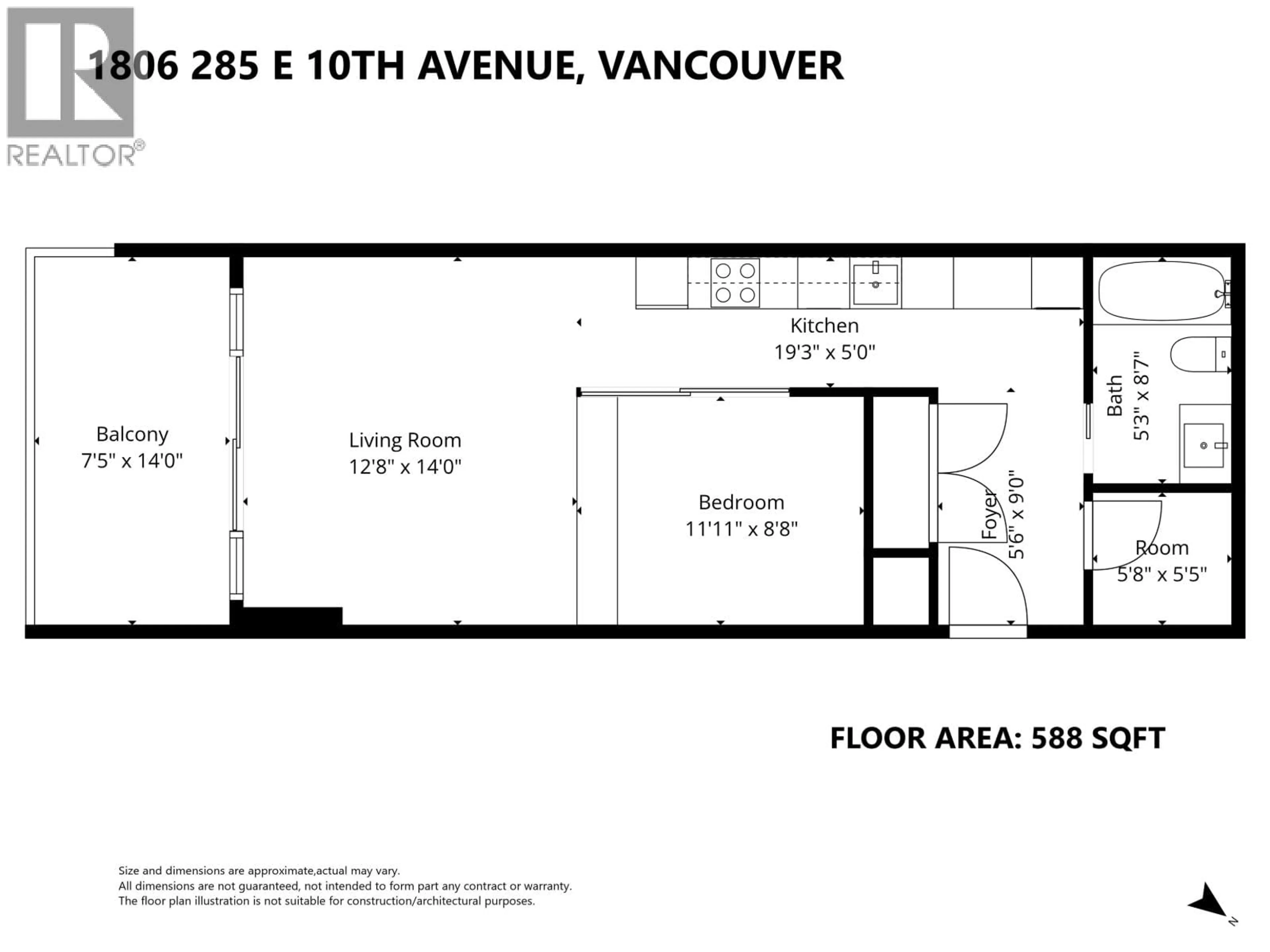 Floor plan for 1806 - 285 10TH AVENUE, Vancouver British Columbia V5T0H6