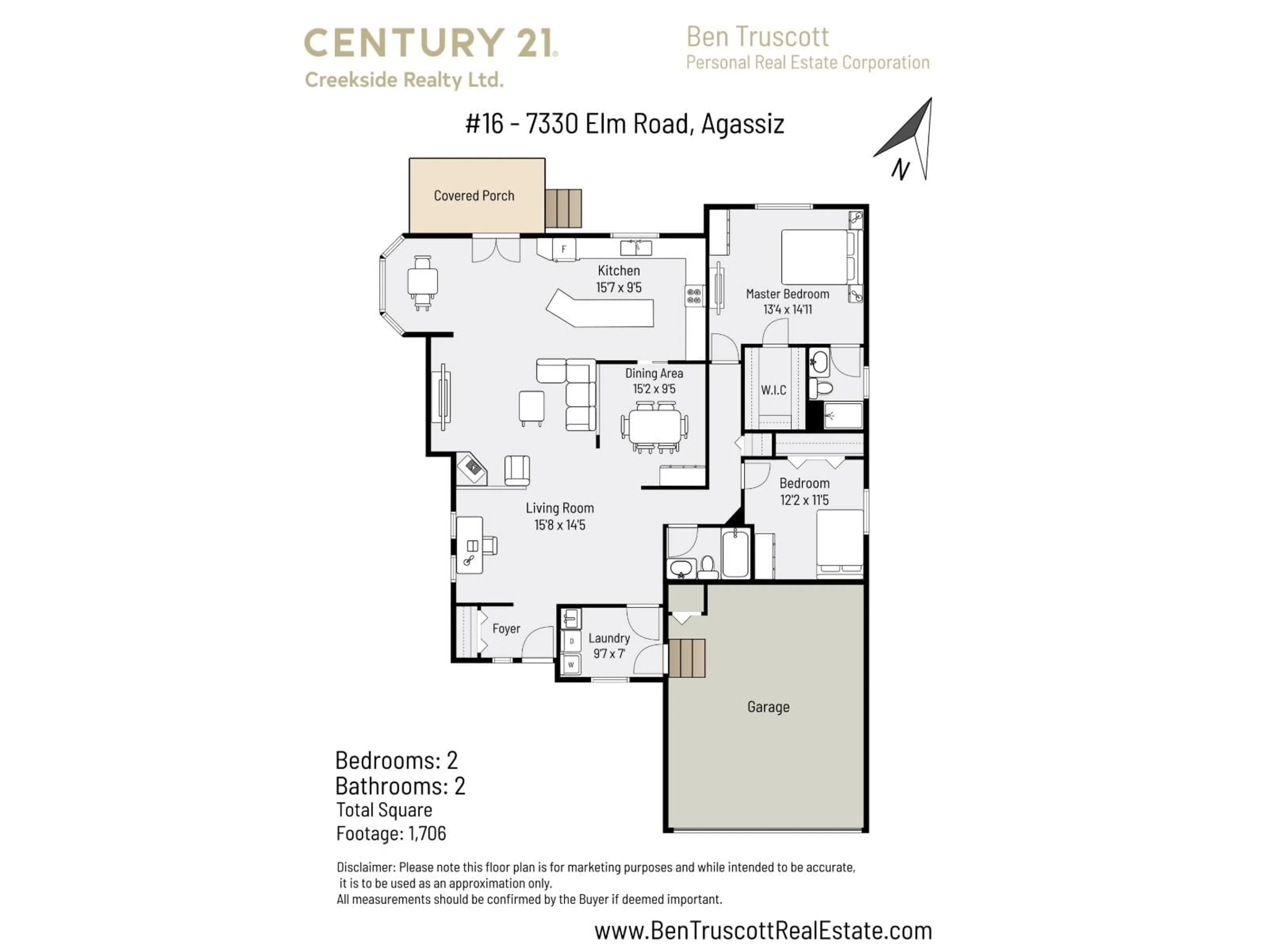 Floor plan for 16 - 7330 ELM ROAD, Agassiz British Columbia V0M1A0
