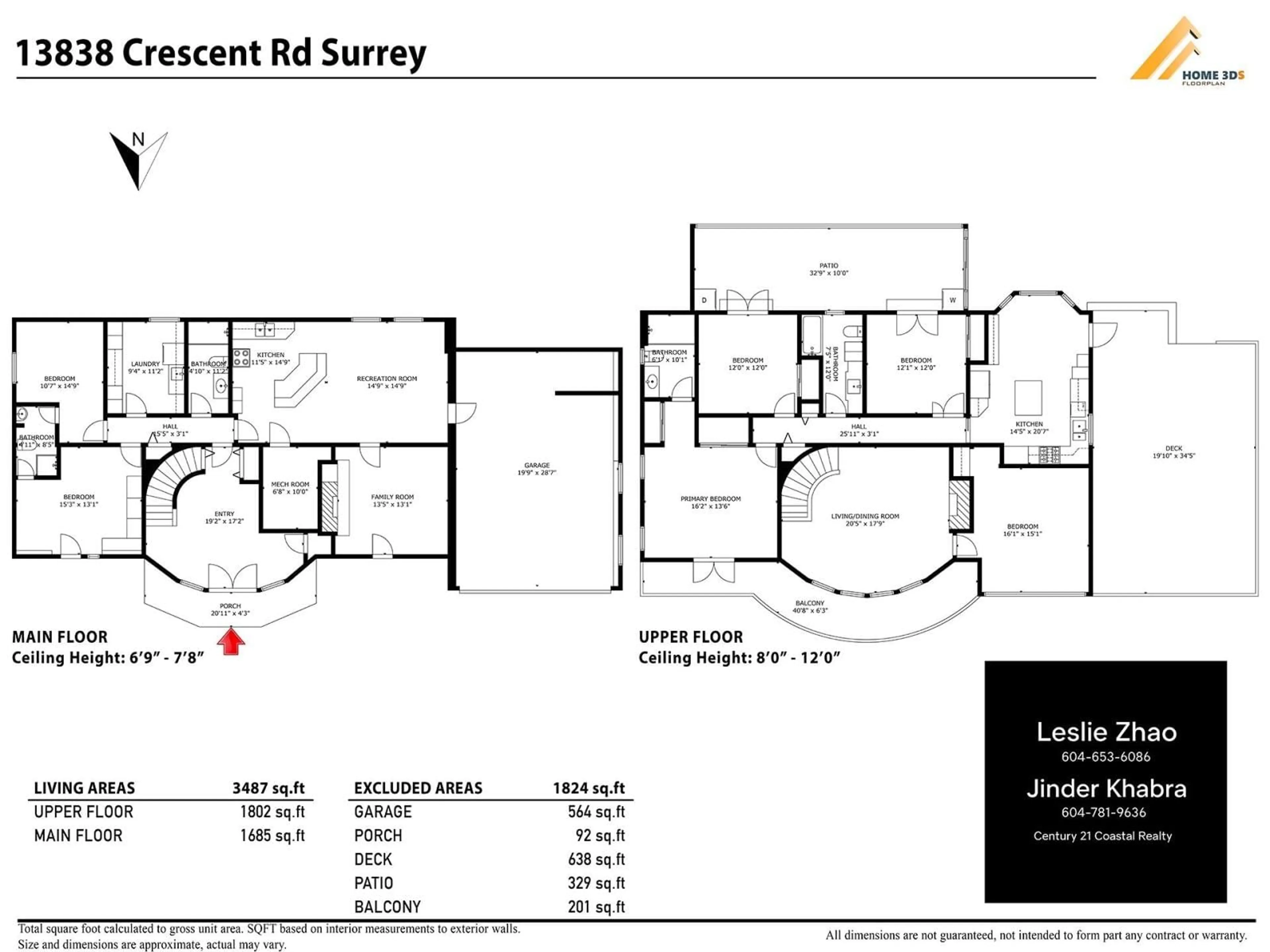 Floor plan for 13838 CRESCENT ROAD, Surrey British Columbia V4P1K8
