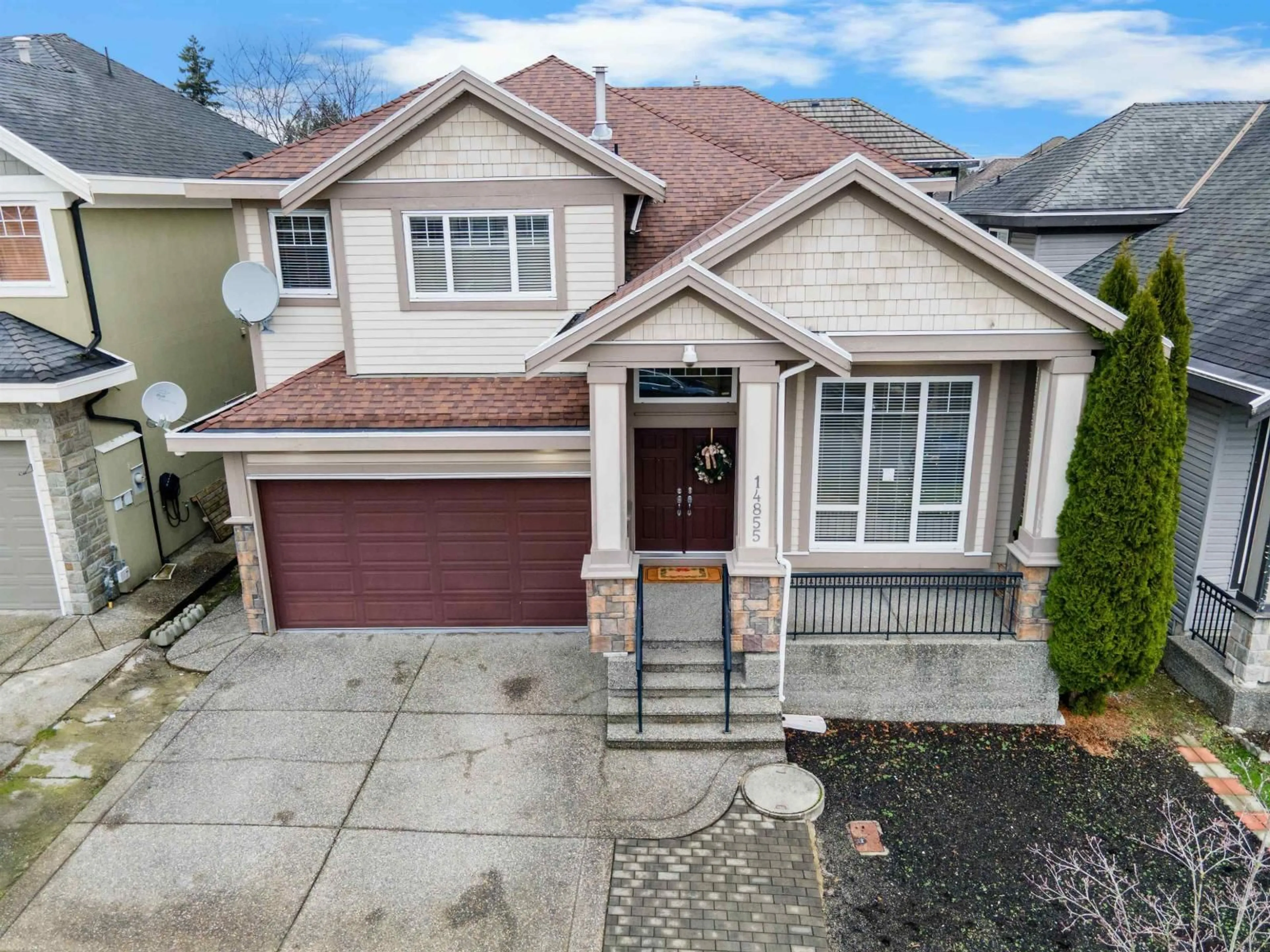 A pic from outside/outdoor area/front of a property/back of a property/a pic from drone, street for 14855 71 AVENUE, Surrey British Columbia V3S0X3