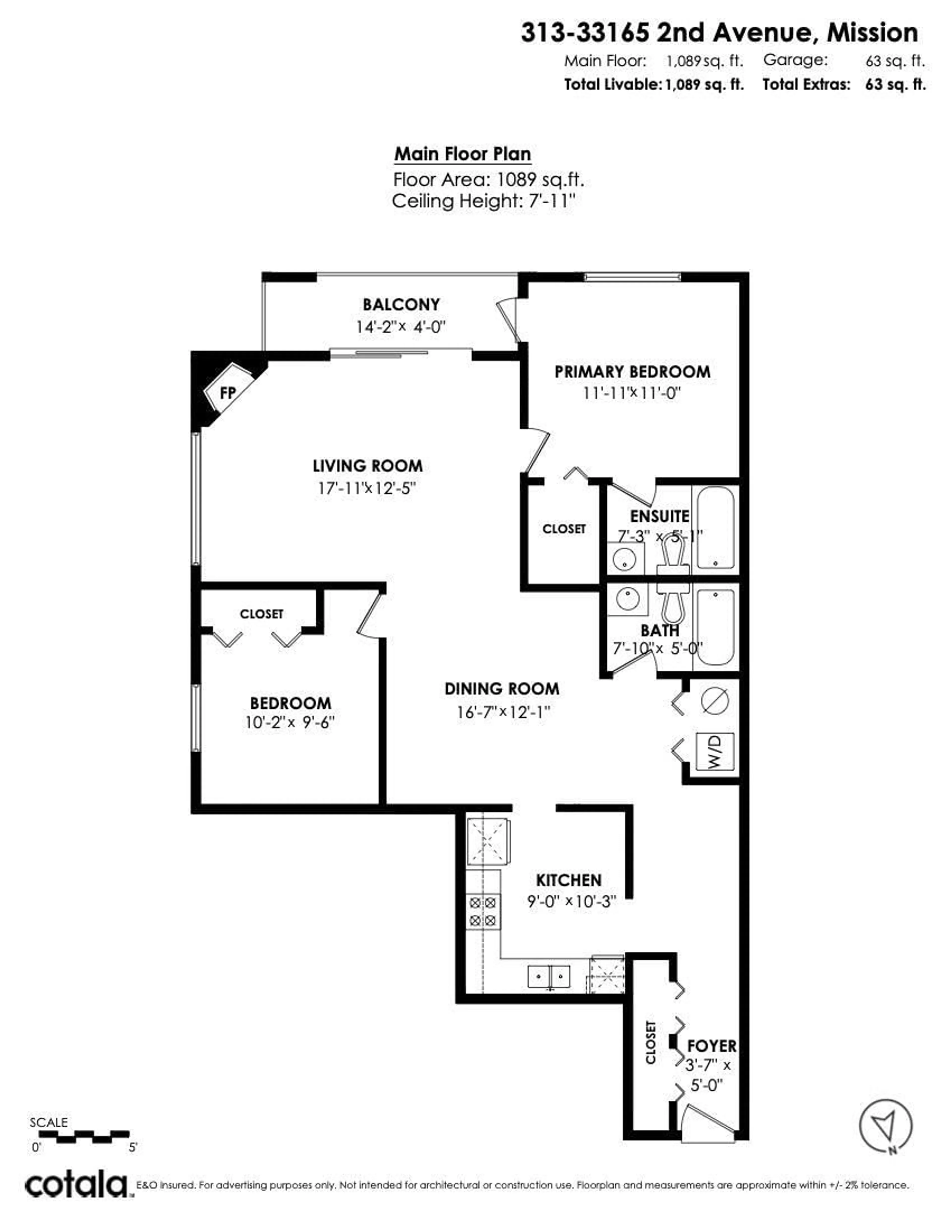 Floor plan for 313 - 33165 2ND AVENUE, Mission British Columbia V2V6T8