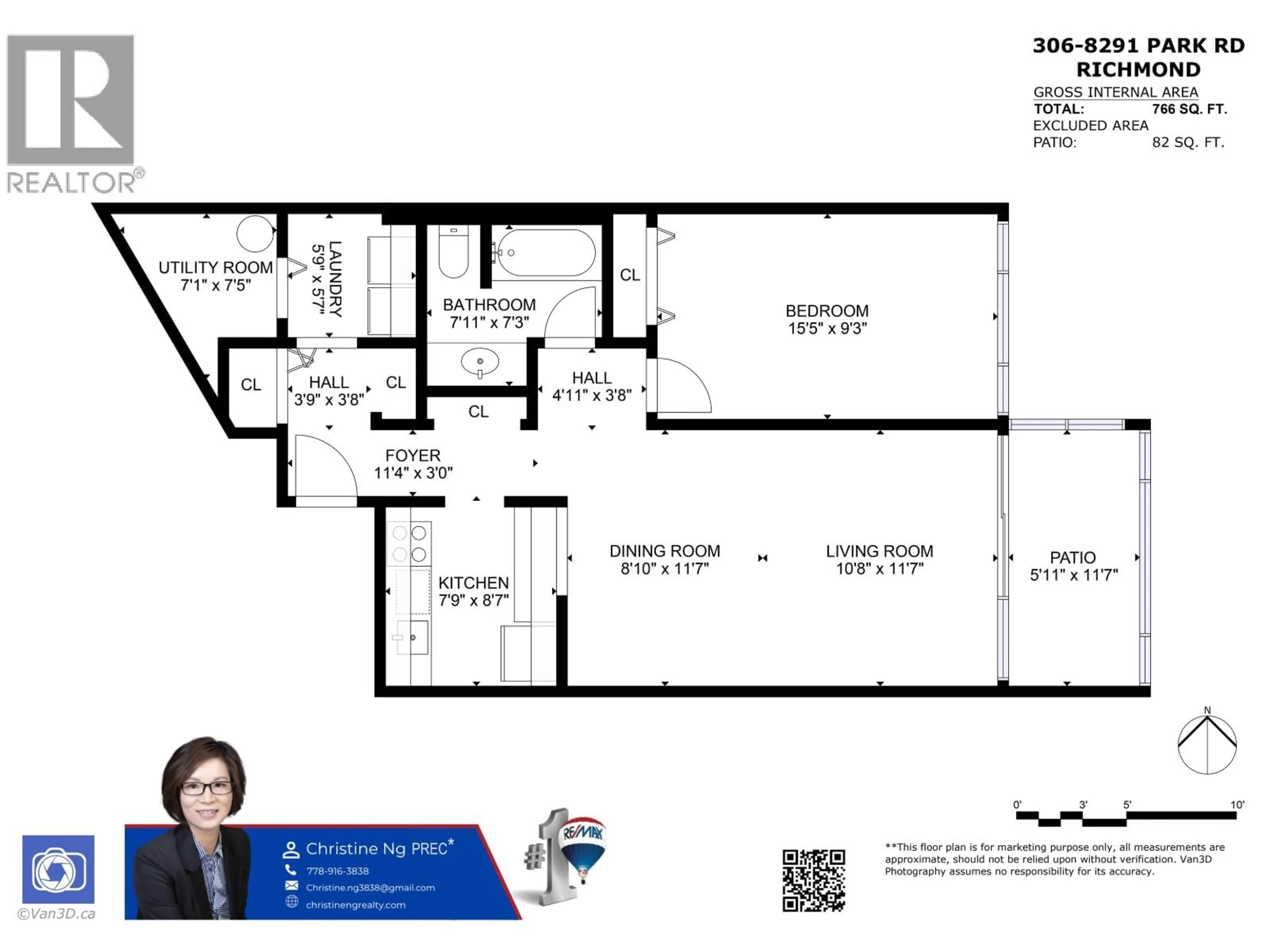 Floor plan for 306 - 8291 PARK ROAD, Richmond British Columbia V6Y1T3