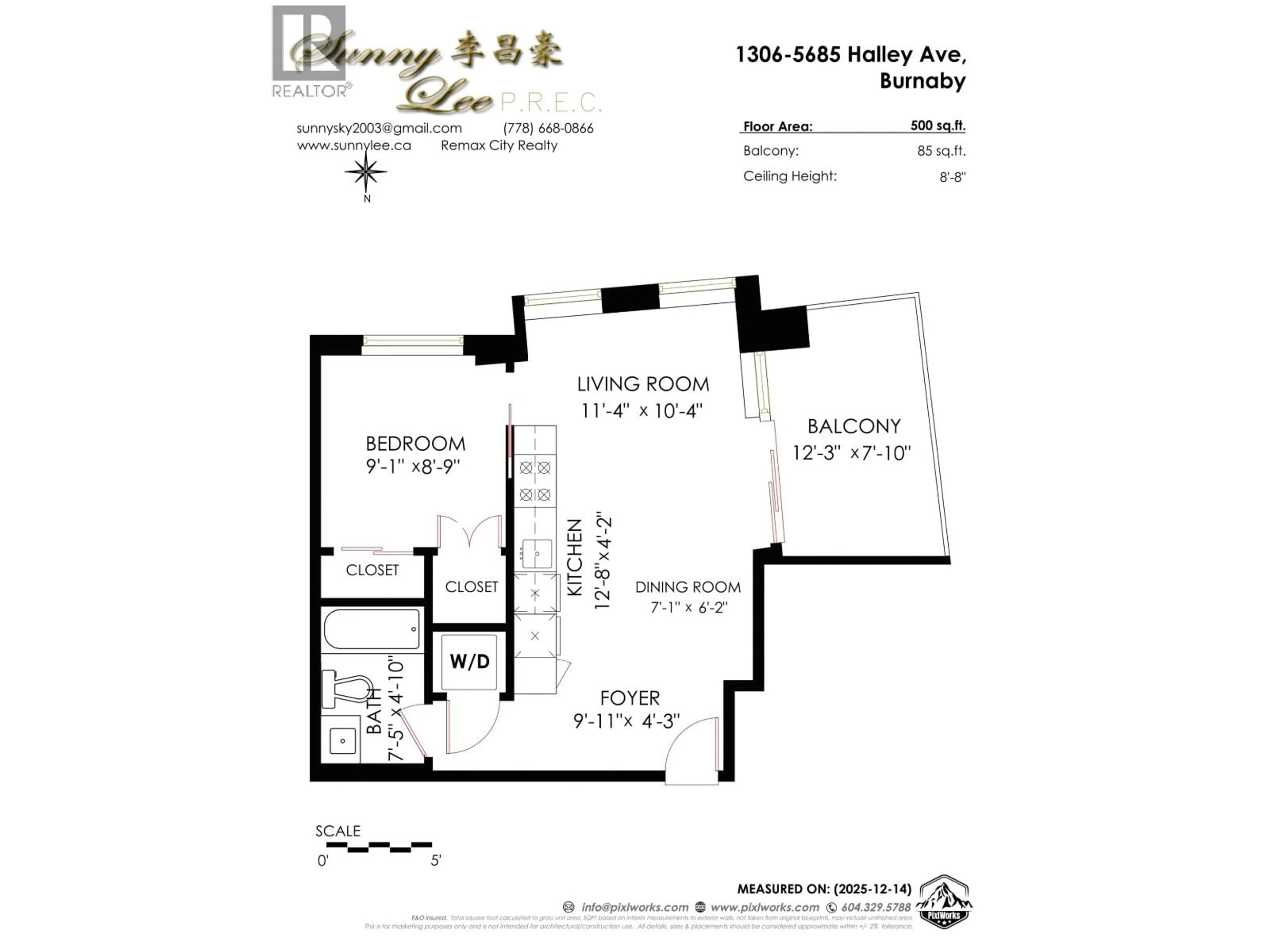 Floor plan for 1306 - 5685 HALLEY AVENUE, Burnaby British Columbia V5H0L9