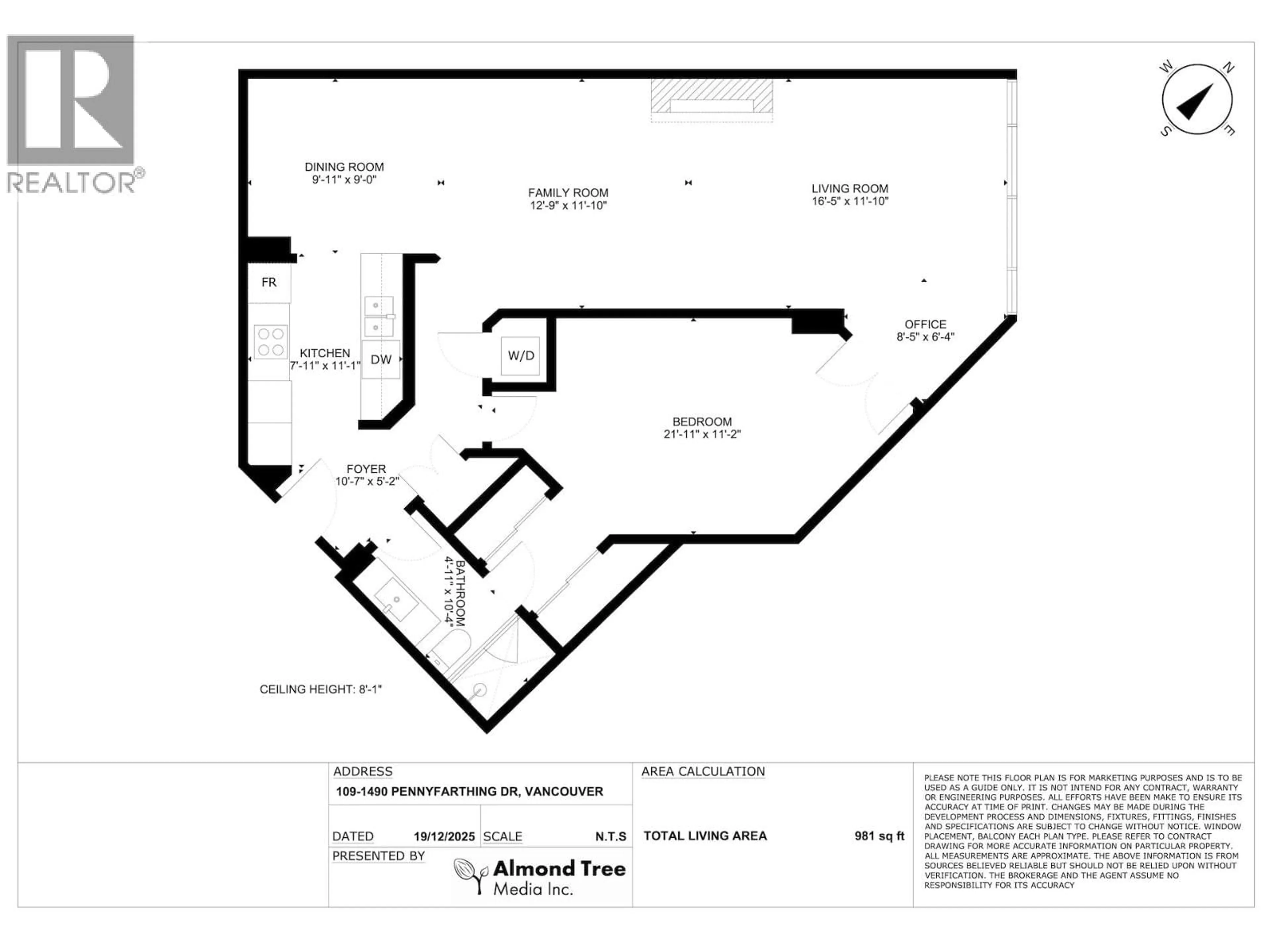 Floor plan for 109 - 1490 PENNYFARTHING DRIVE, Vancouver British Columbia V6J4Z3