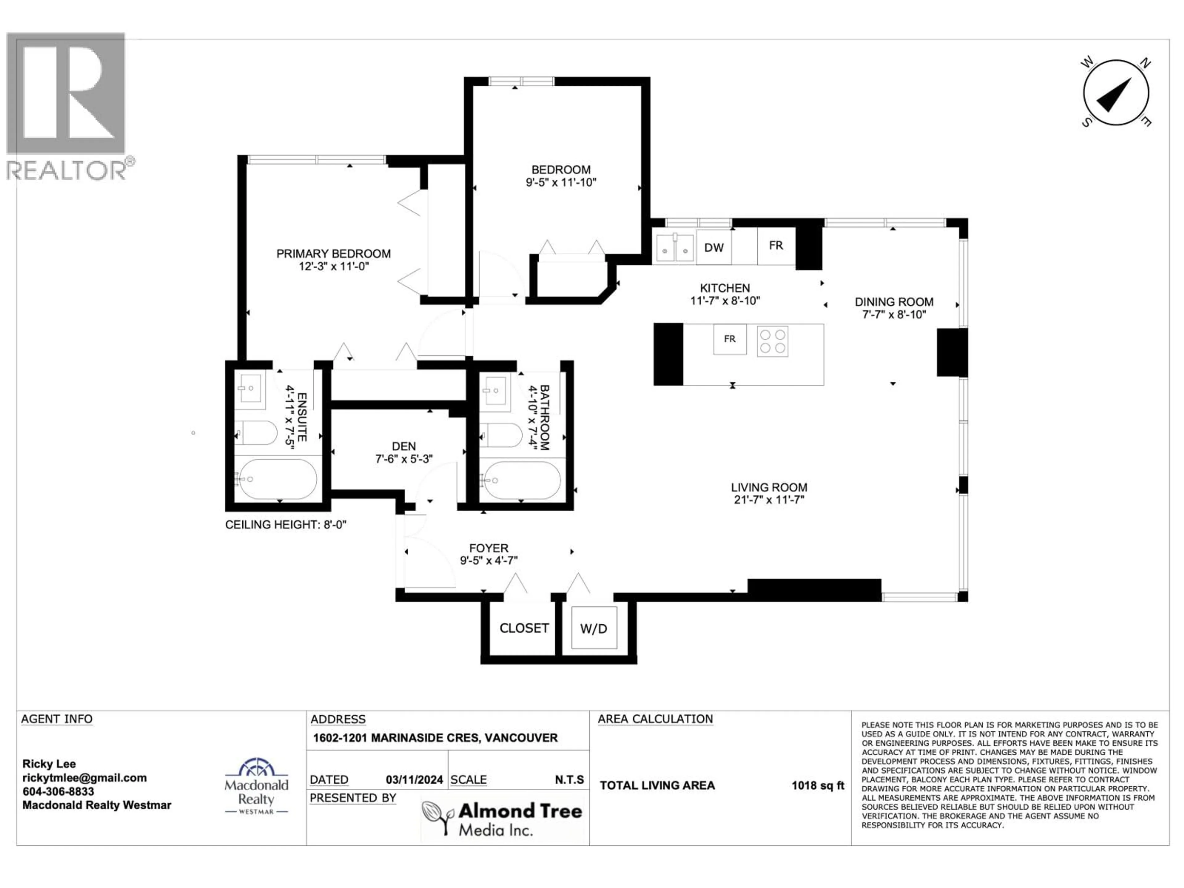 Floor plan for 1602 - 1201 MARINASIDE CRESCENT, Vancouver British Columbia V6Z2V2