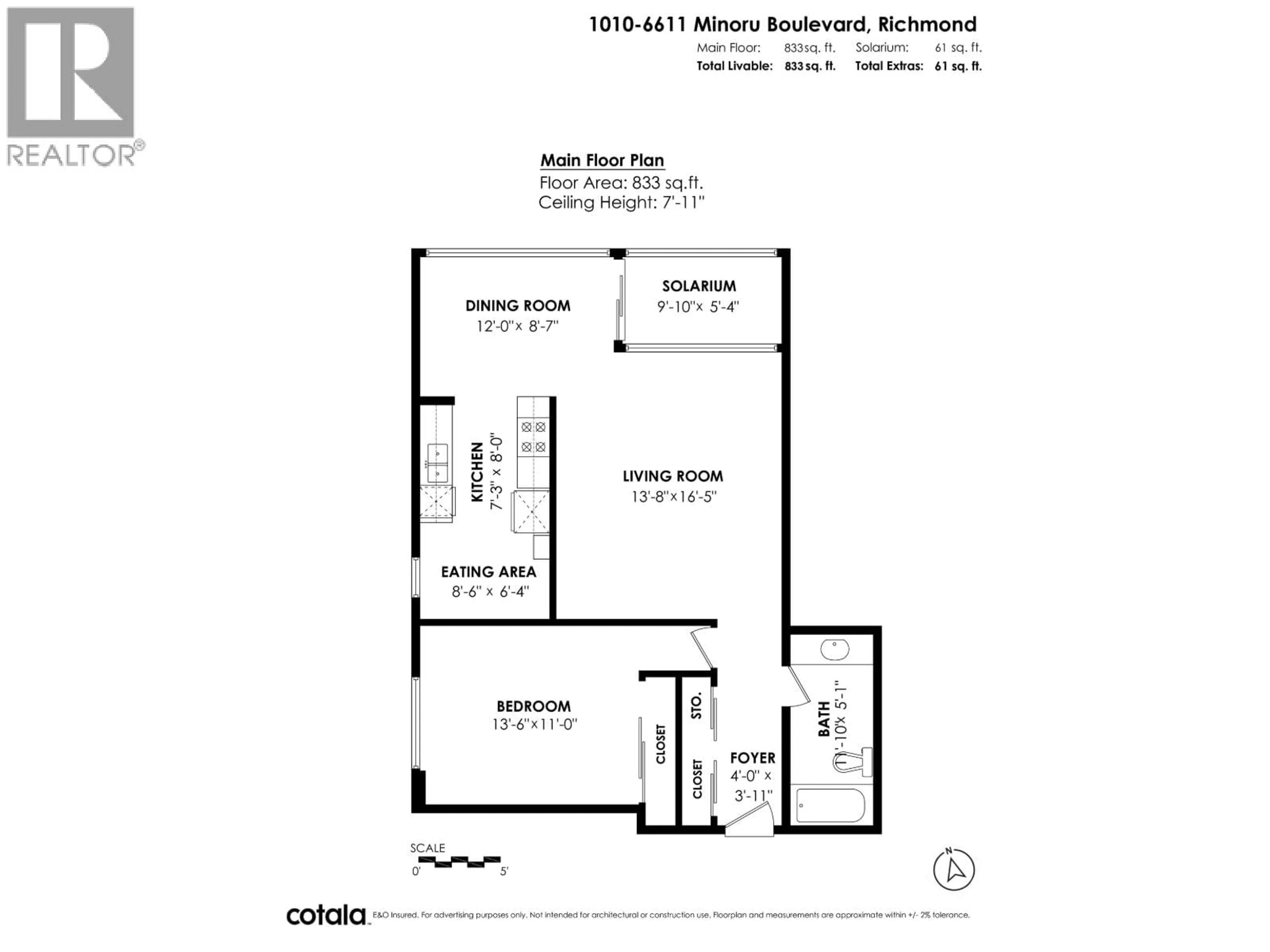 Floor plan for 1010 - 6611 MINORU BOULEVARD, Richmond British Columbia V6Y1Y9