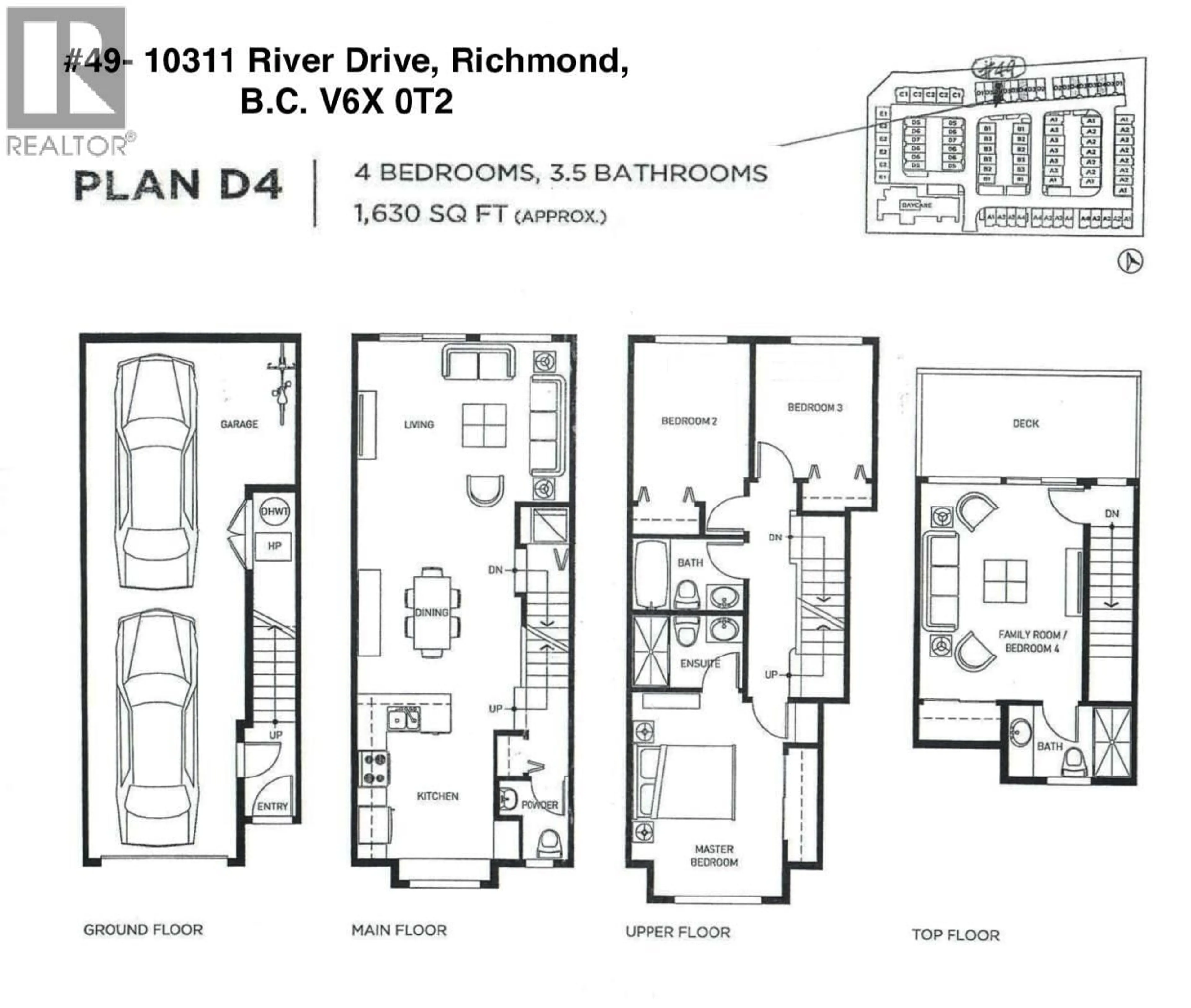 Floor plan for 49 - 10311 RIVER DRIVE, Richmond British Columbia V6X0T2