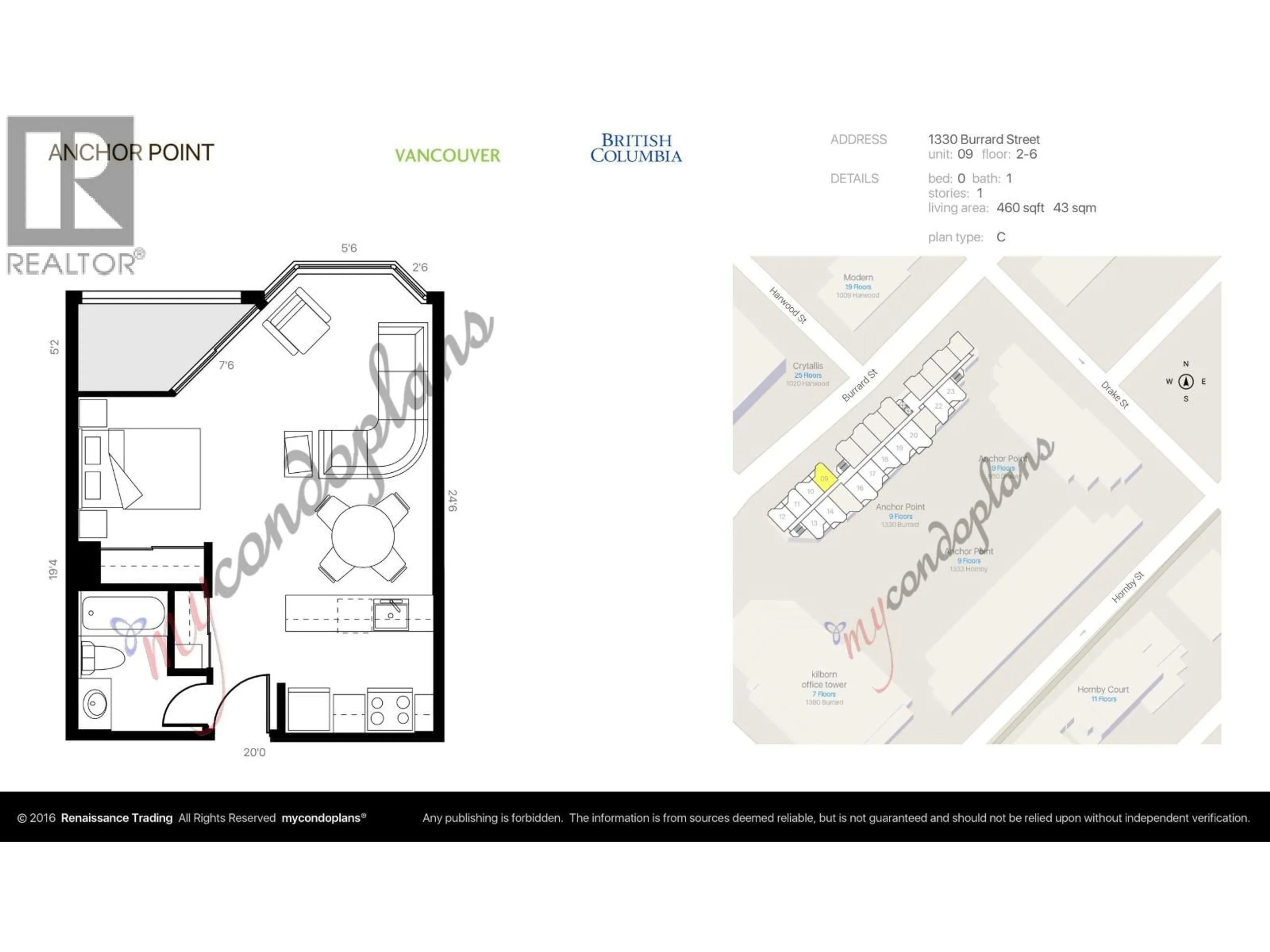 Floor plan for 209 - 1330 BURRARD STREET, Vancouver British Columbia V6Z2B8
