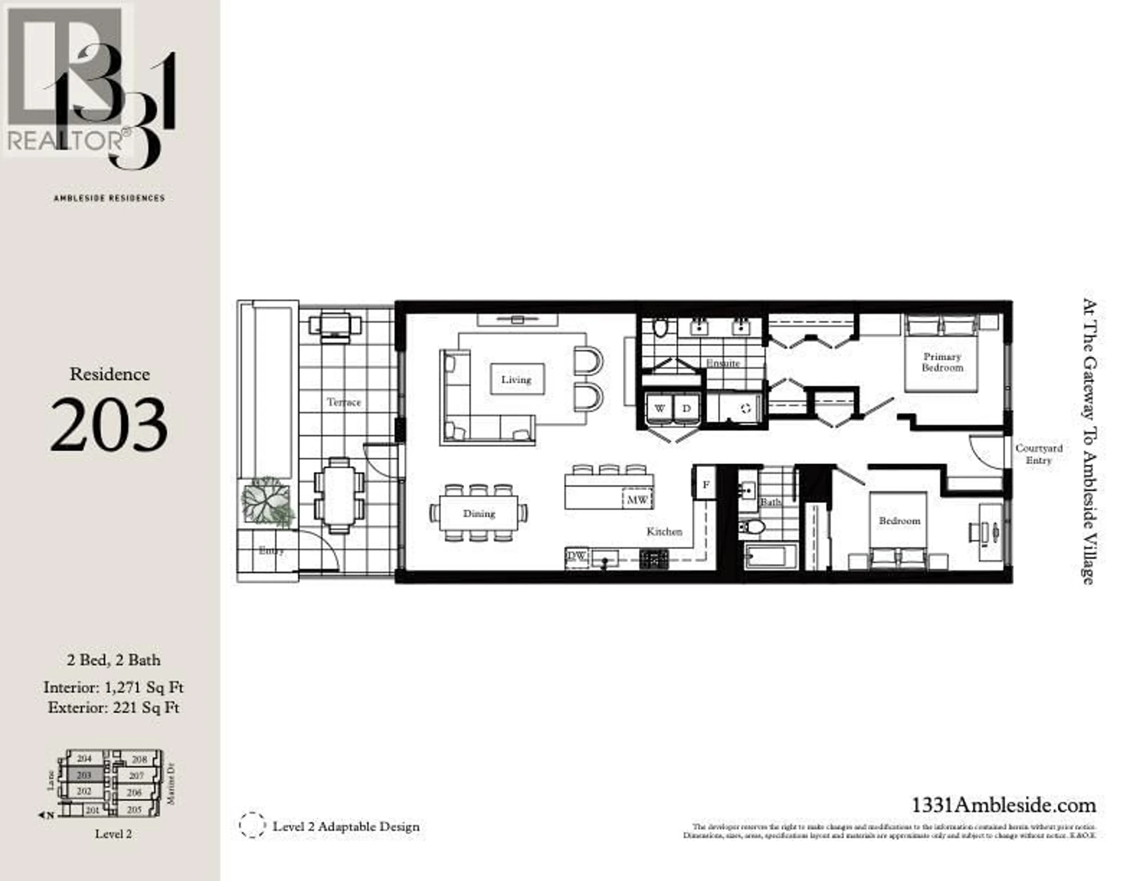 Floor plan for 203 - 1331 MARINE DRIVE, West Vancouver British Columbia V7T1B6