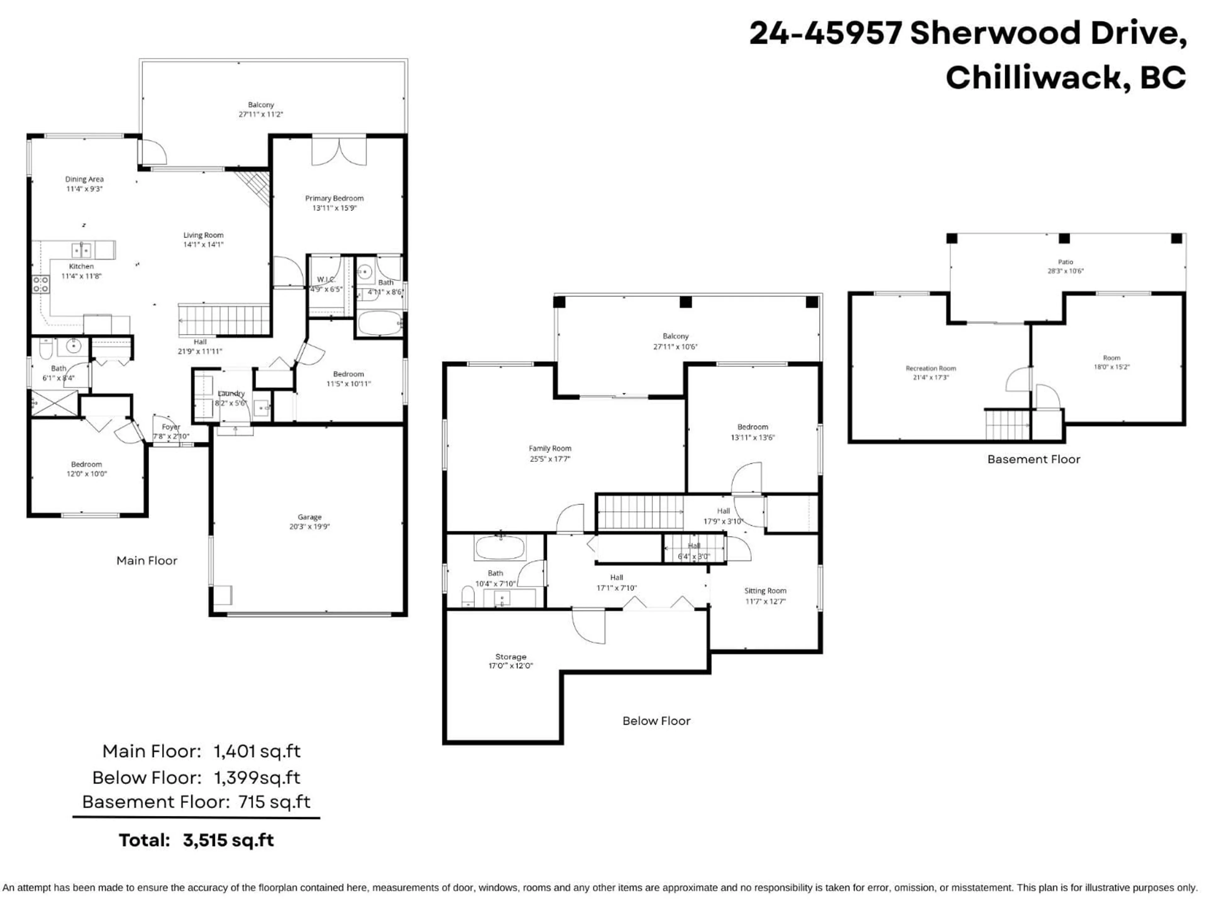 Floor plan for 24 - 45957 SHERWOOD DRIVE, Chilliwack British Columbia V2R5Y2